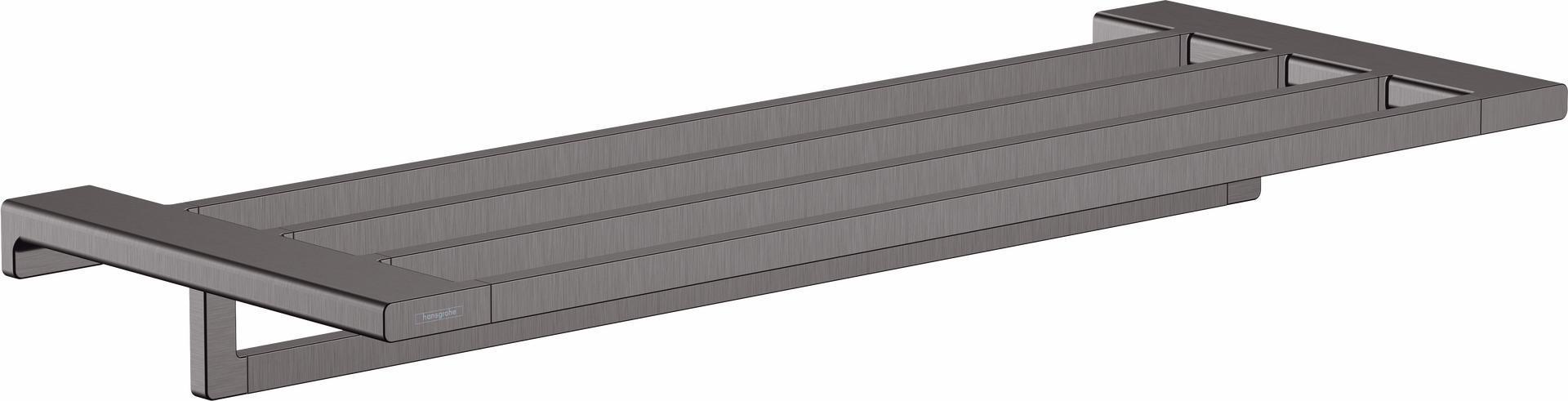 Hansgrohe AddStoris Shelf with Towel Bar in Brushed Black Chrome (41751340) - Bathroom Storage Solution for Towels and Essentials