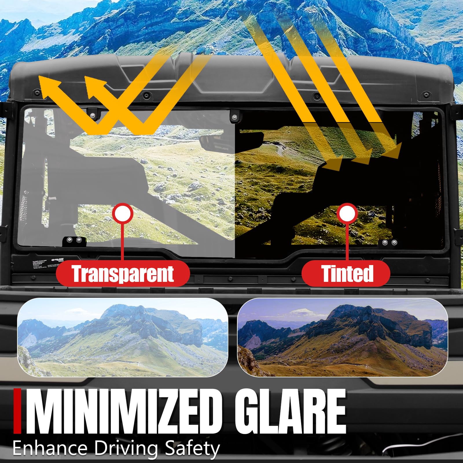 Tinted Rear Window for 2017-2025 Polaris Ranger XP 1000 & Crew | UTV PRO Dark Back Windshield Accessories | Perfect for Off-Roading, Hunting & Farm Work