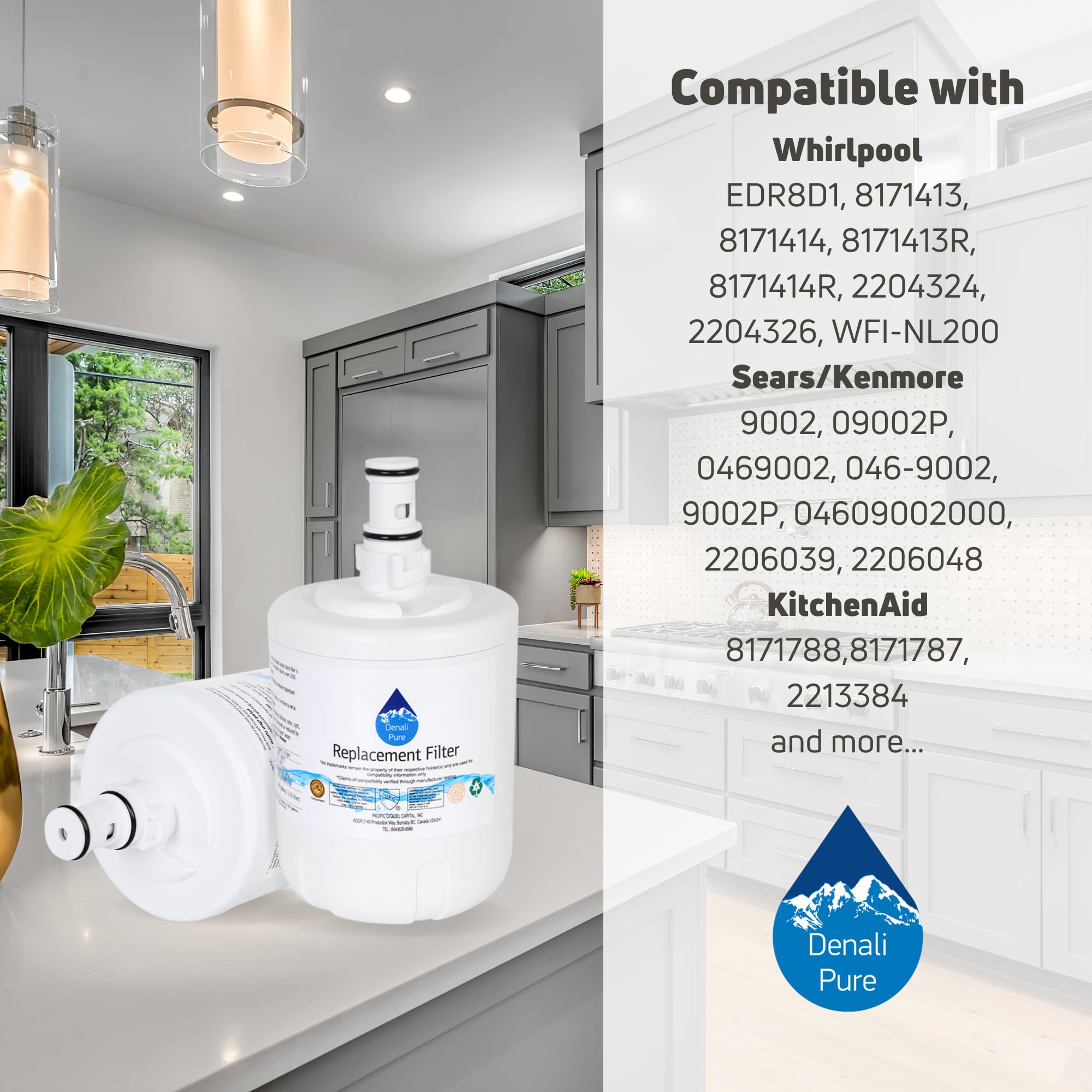 5-Pack KTRS19ELBL00 Refrigerator Water Filter Replacement - Compatible with KitchenAid 8171413 & 8171414 Fridge Filters | Pure Water for Drinking, Ice Maker & Dispenser