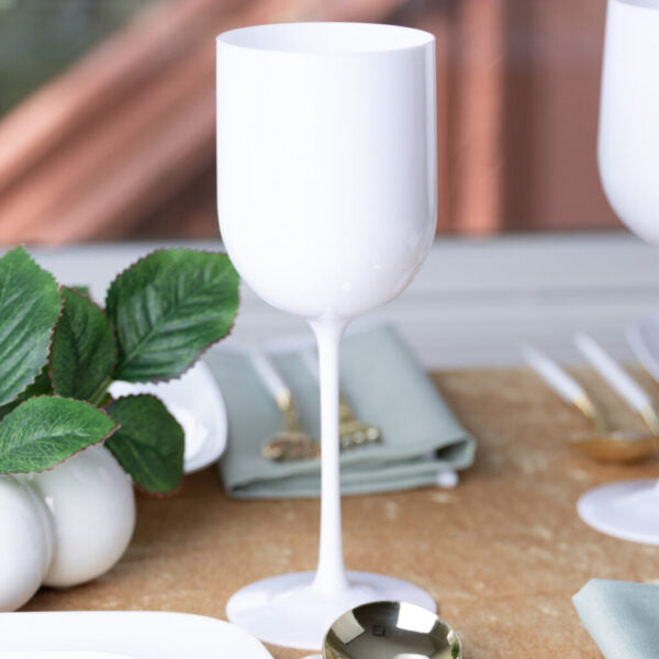 12 Oz White Plastic Wine Goblets - Shatterproof Party Cups for Wedding, Picnic, and Outdoor Events - Bulk Pack of 24