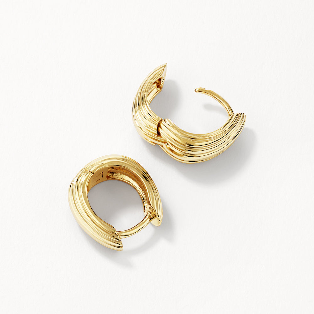 Gold Ribbed Dome Huggie Earrings - Minimalist Hoop Earrings for Women, Perfect for Everyday Wear & Special Occasions