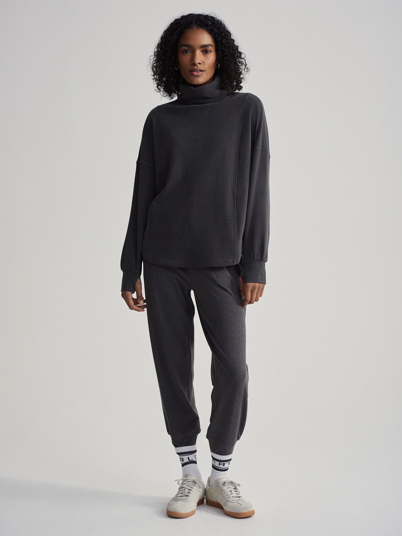 Varley Rainer Roll Neck Midlayer - Black Marl Women's Thermal Sweater for Winter & Outdoor Activities | Cozy Layering for Hiking, Skiing & Casual Wear