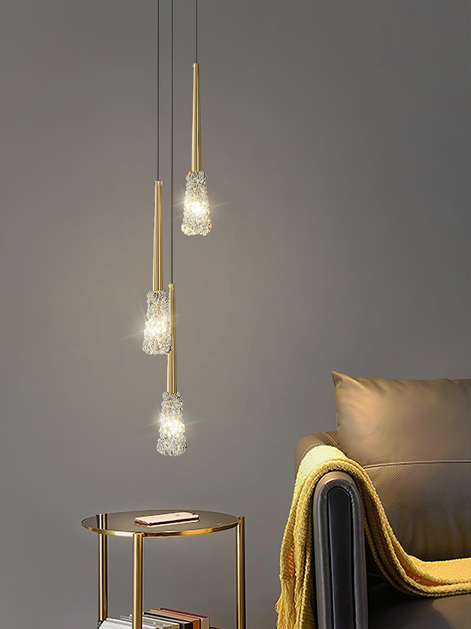 Mozzi Crystal Pendant Light - Elegant Modern Chandelier for Dining Room, Kitchen Island, Bedroom & Living Room Decor | Dimmable Hanging Light Fixture with Clear Glass Prisms