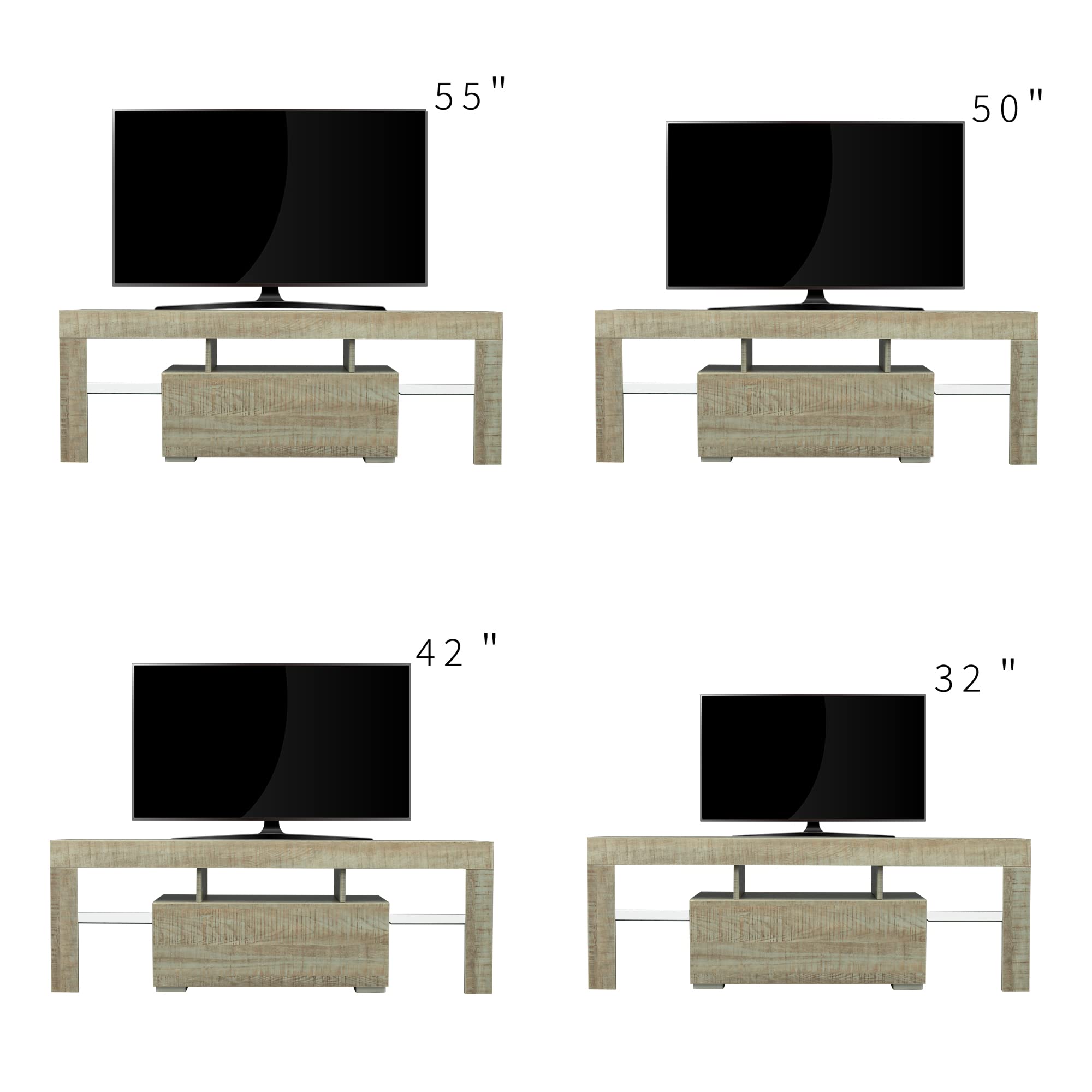 RGB LED TV Stand with Storage for Flat Screen TVs & Gaming Consoles - Modern Espresso Entertainment Center for Living Room, Bedroom & Lounge Room - Perfect for Movie Nights & Gaming Setup