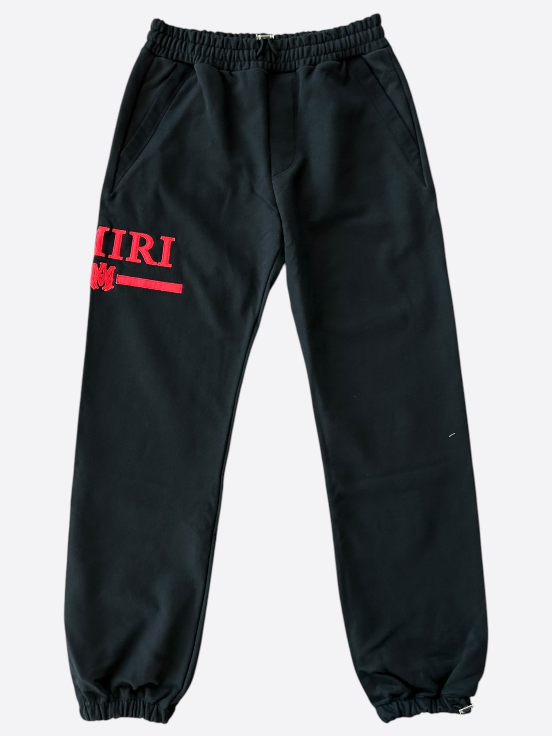 Amiri Black & Red MA Bar Logo Sweatpants for Men - Premium Cotton Joggers with Signature Logo - Perfect for Streetwear, Gym & Casual Outfits