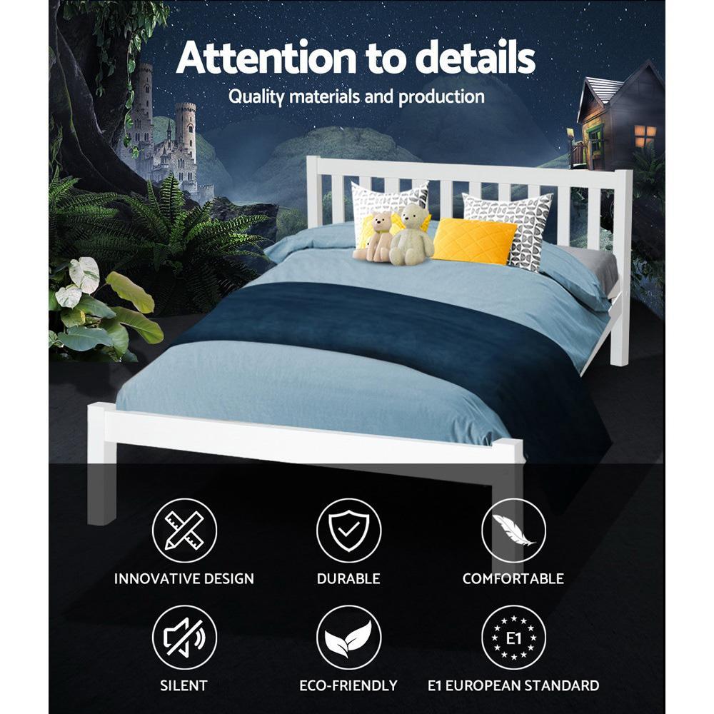 Whitehaven Bed White & Normay Series Pillow Top Mattress - Medium Firm Support for Back Pain Relief | Double Package Included | Perfect for Guest Rooms & Master Bedrooms
