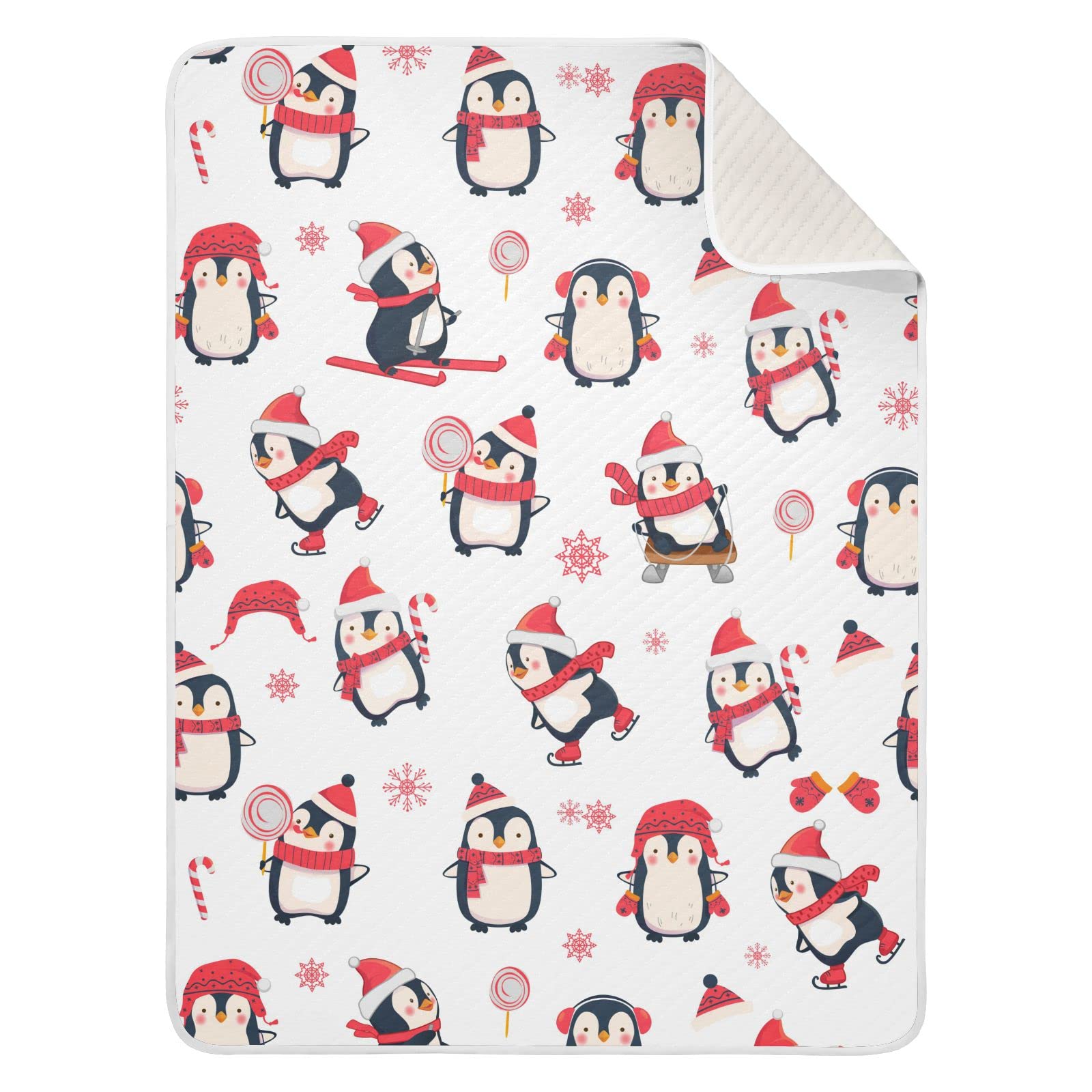 JIPONI Super Soft & Warm Baby Blanket - Cute Penguin Design Personalized for Boys & Girls, 30x40 Inch | Perfect for Christmas Gifts, Nursery, Swaddling & Stroller Use