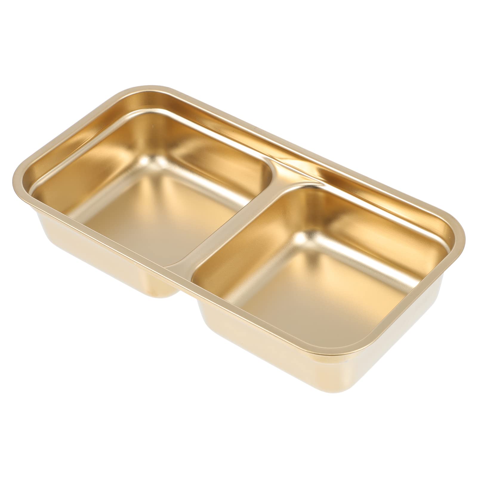 Premium Stainless Steel 2-Compartment Sushi Soy Sauce Dipping Bowls - Gold Plated Appetizer Serving Tray for BBQ, Grill & Japanese Cuisine - Perfect for Home Kitchens, Restaurants & Party Platters