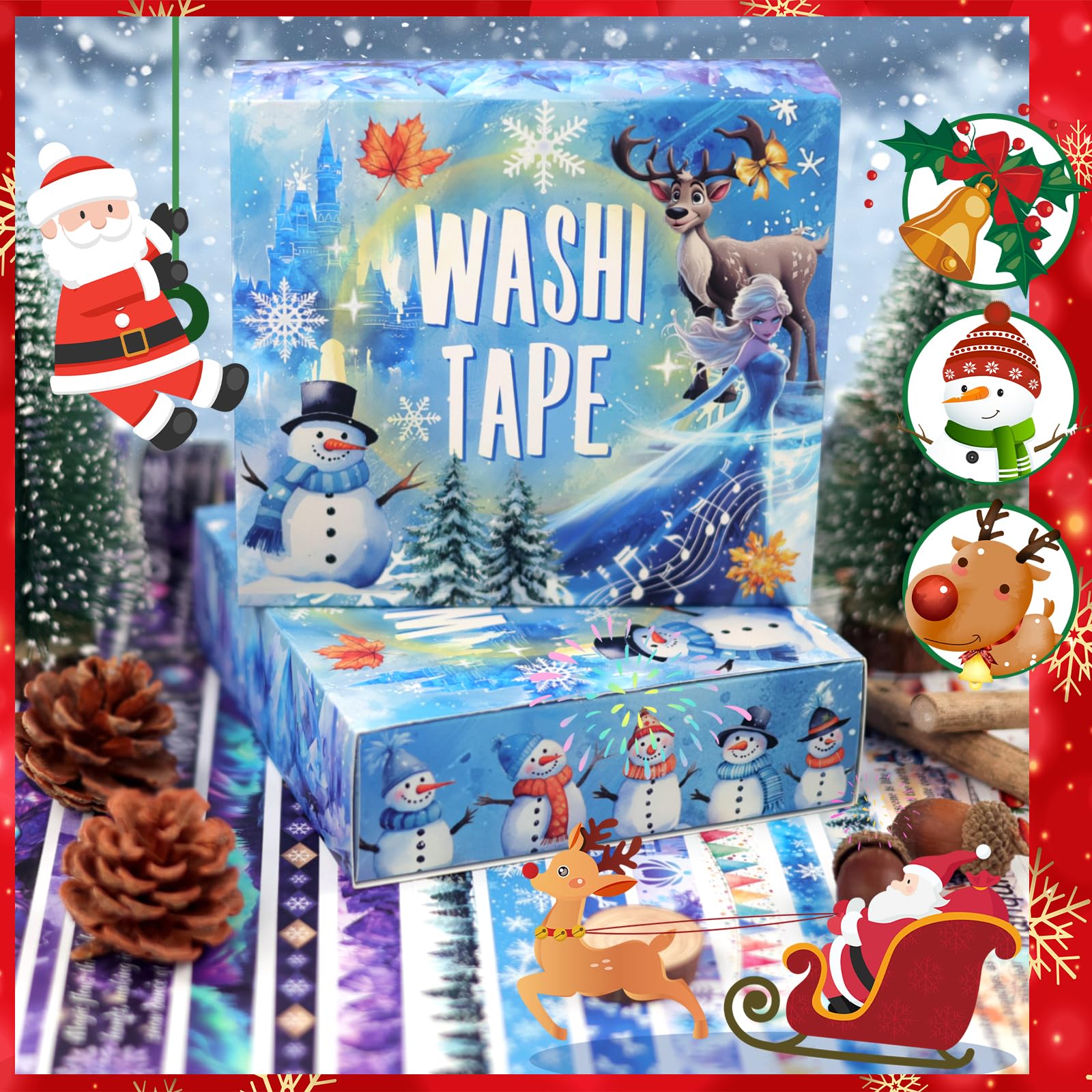 Christmas Washi Tape Set - 27 Rolls Decorative Tape with Snowflake & Winter Designs for Journaling, Scrapbooking, DIY Crafts, Gift Wrapping & Holiday Decorations - Perfect for Bullet Journals, Scrapbooks, Christmas Cards & Kids Crafts