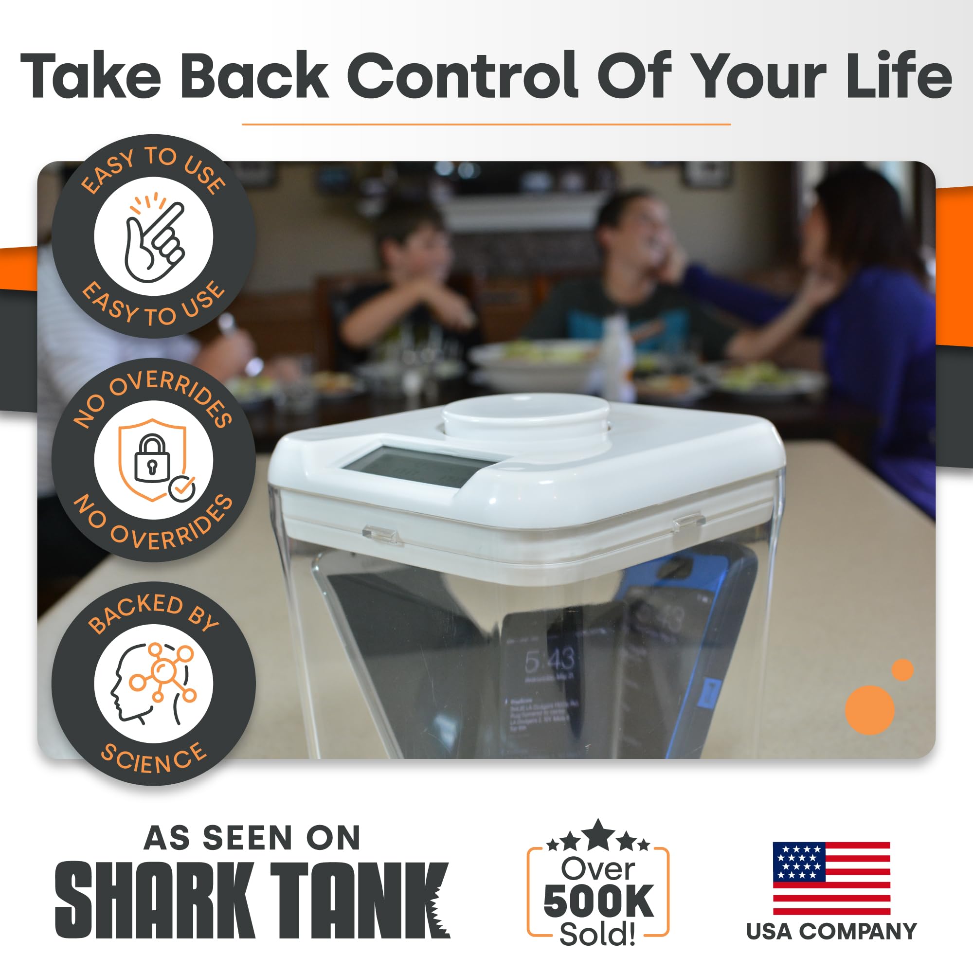 KSafe XL Timed Lock Box for Cell Phones & Snacks - Kitchen Safe Phone Lockbox with Timer, Food Time Locking Container for Habit Formation (Red Lid + 12.3” Clear Base with Access Port) - Perfect for Digital Detox, Diet Control, and Focus Improvement at Home/Office