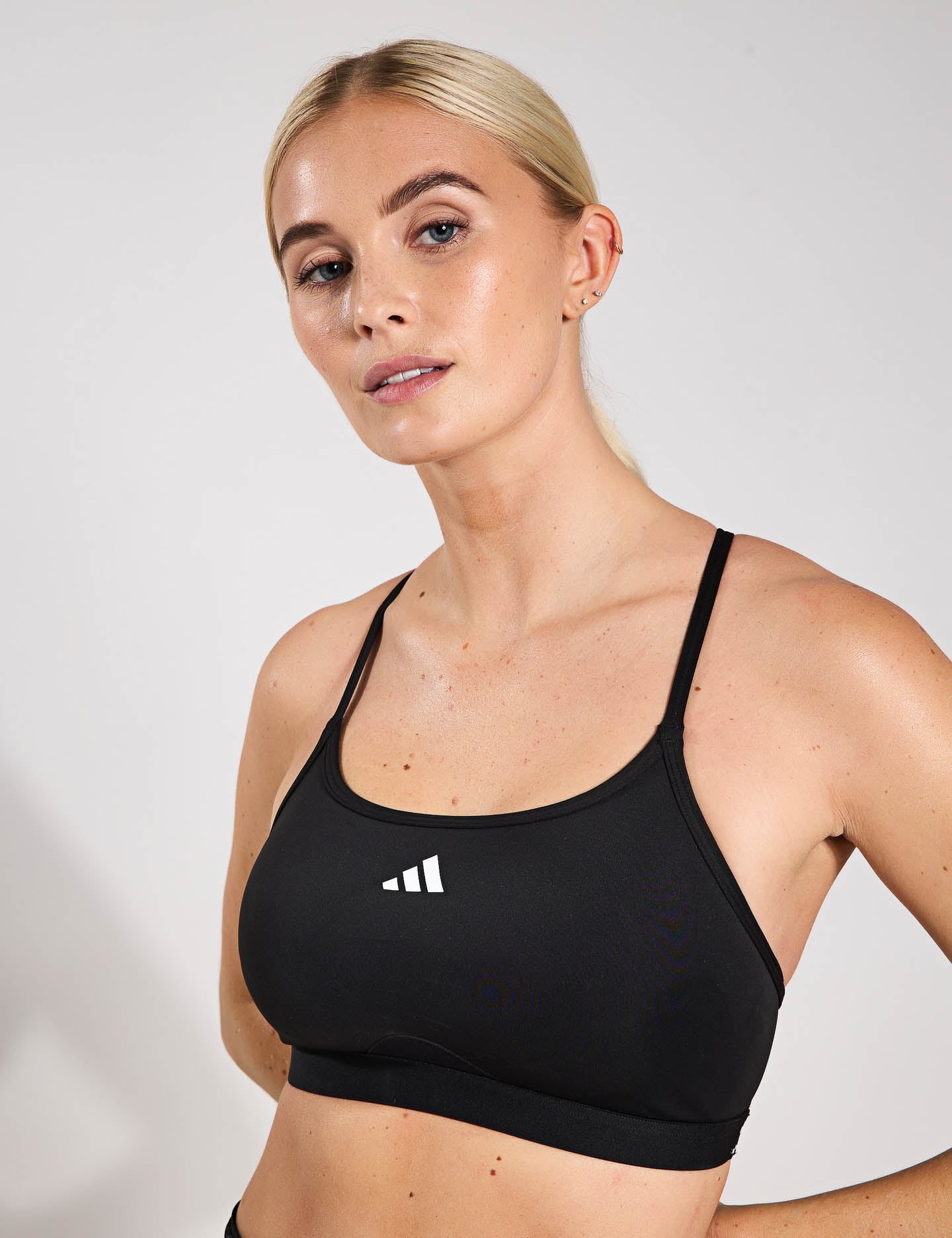 Aeroreact Training 3 Stripes Sports Bra for Women - Black | High Support Workout Top for Running, Yoga & Gym