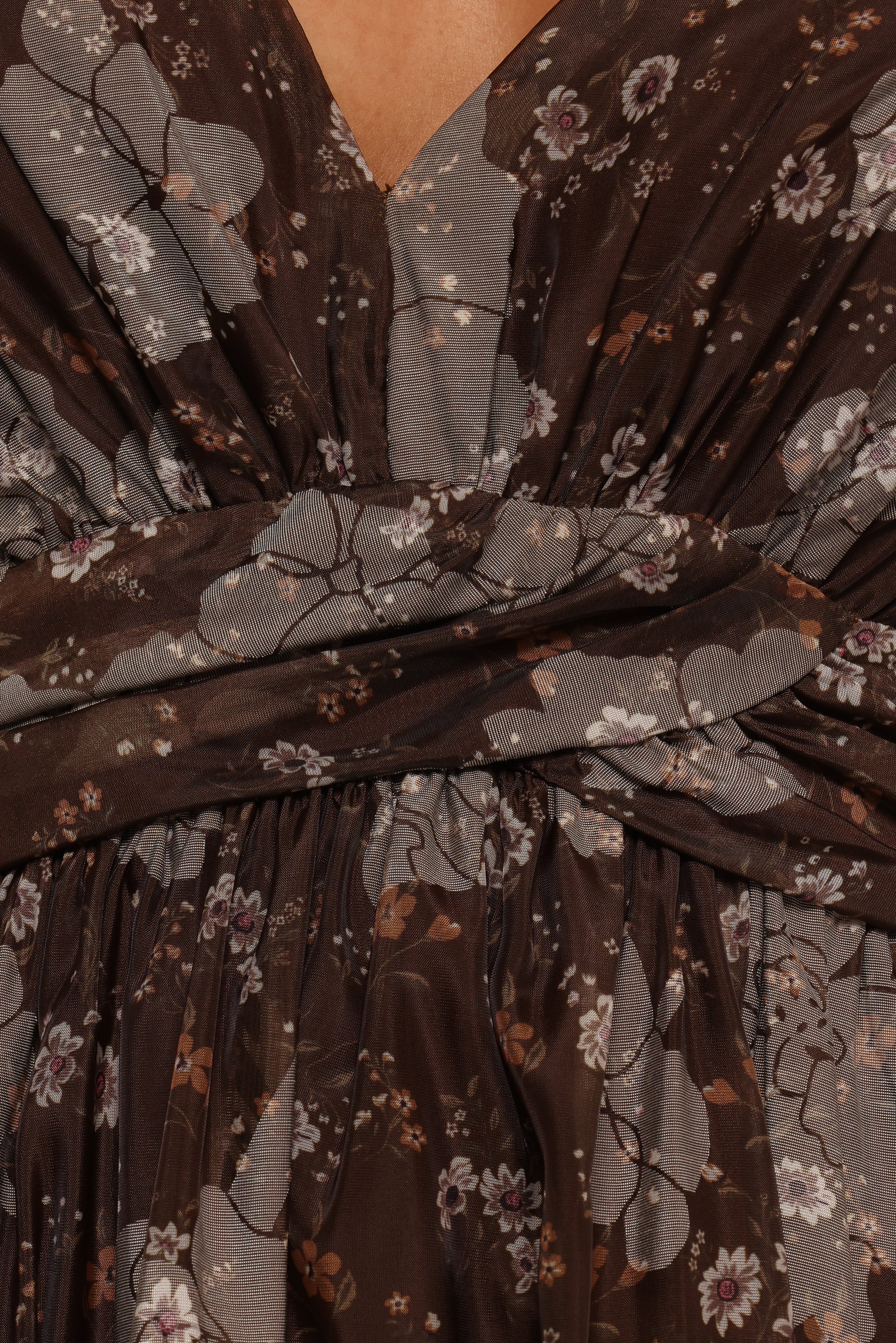 Farryn Women's Maxi Dress - Elegant Brown & Grey Flowy Long Dress for Summer, Beach, Parties & Casual Wear