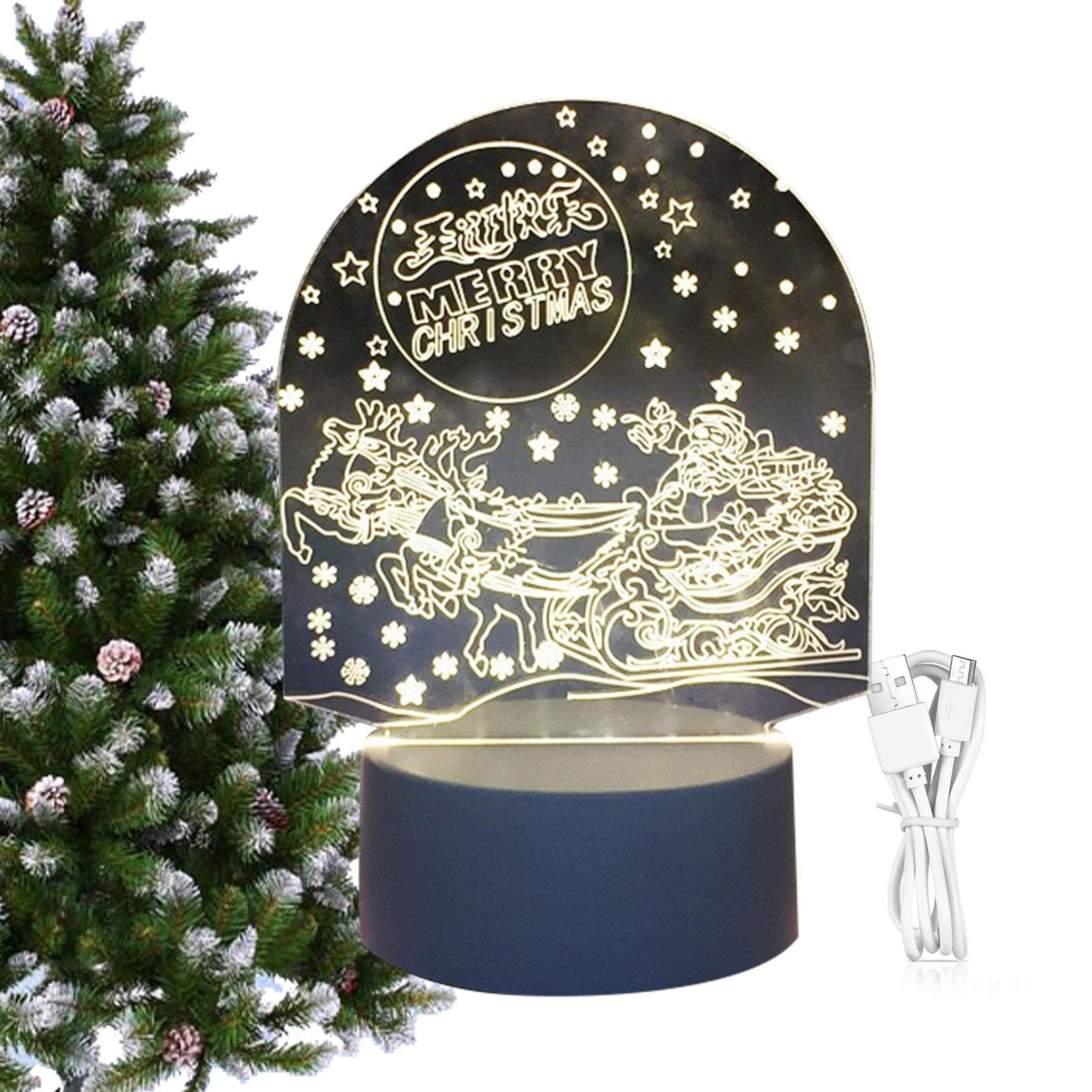 Acrylic Christmas Night Light - Decorative Bedside Lamp for Living Room, Bedroom & Kids Room | Festive Holiday Home Decor for Christmas & Winter Season