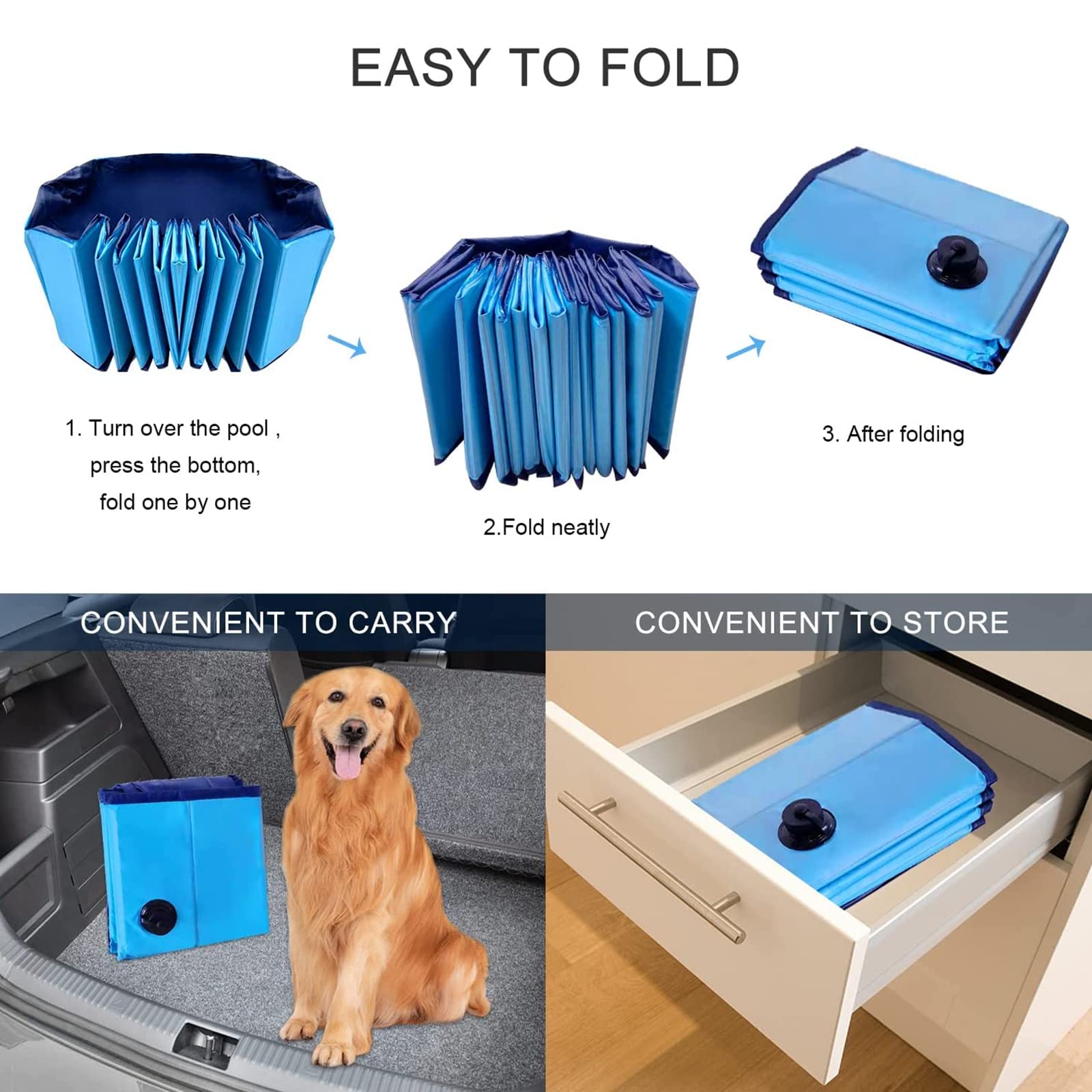 **Foldable Dog Pool - Portable Pet Bathing Tub for Dogs & Cats, Non-Slip PVC Kiddie Swimming Pool for Puppies, Indoor & Outdoor Use - Perfect for Backyard, Beach, and Summer Play**