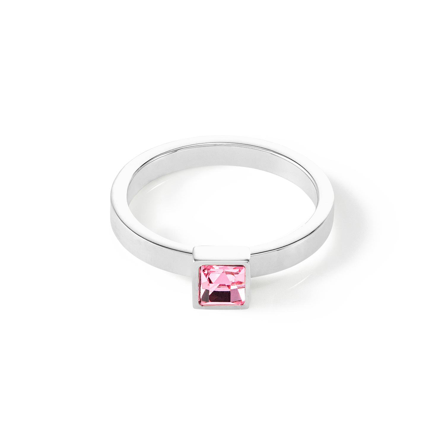 Elegant Square Small Silver Ring with Light Pink Gemstone - Perfect for Everyday Wear & Special Occasions