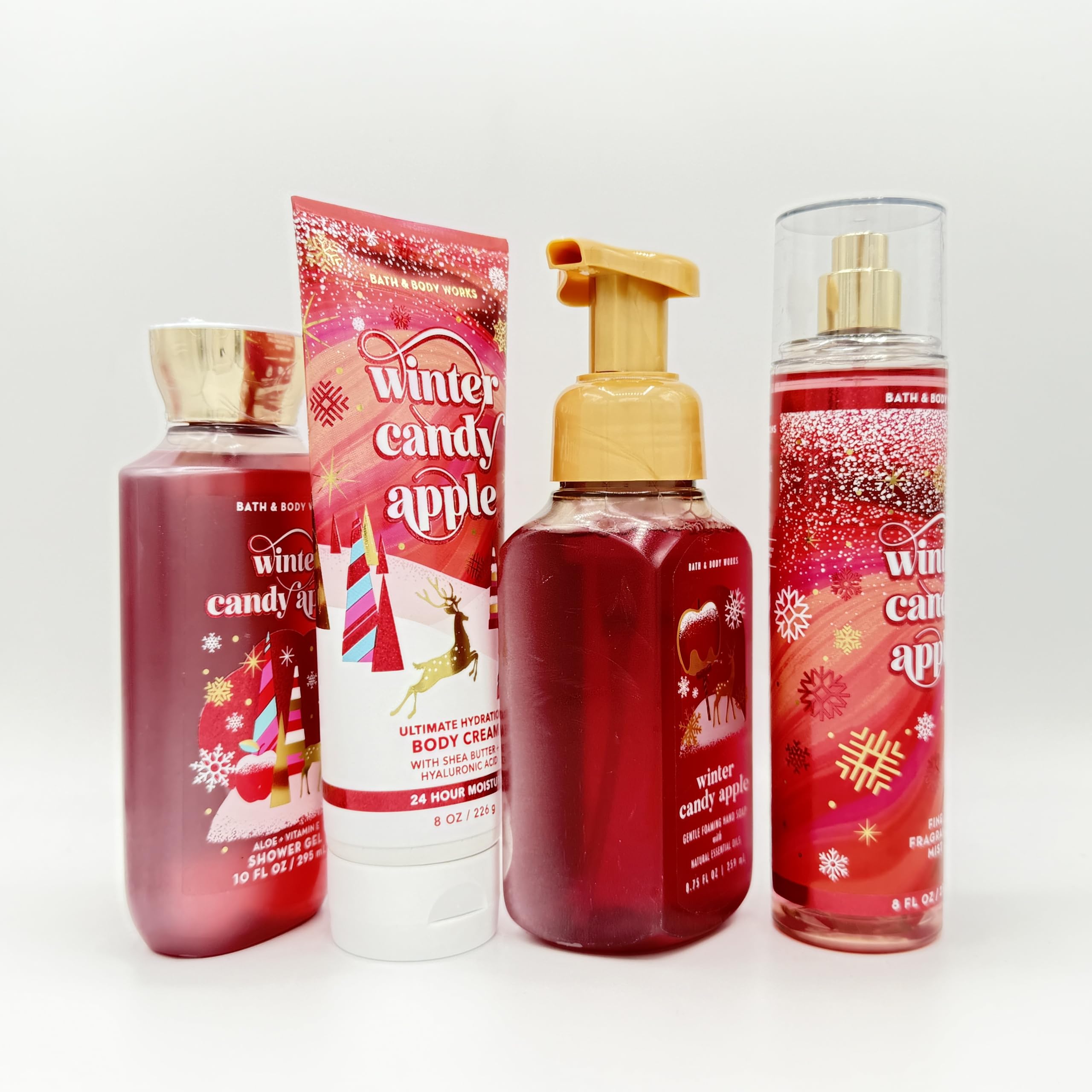 Winter Candy Apple 4-Piece Bath & Body Gift Set - Shower Gel, Hydrating Body Lotion, Foaming Hand Soap & Fragrance Mist | Perfect for Holiday Gifts, Self-Care Pampering & Cozy Winter Evenings