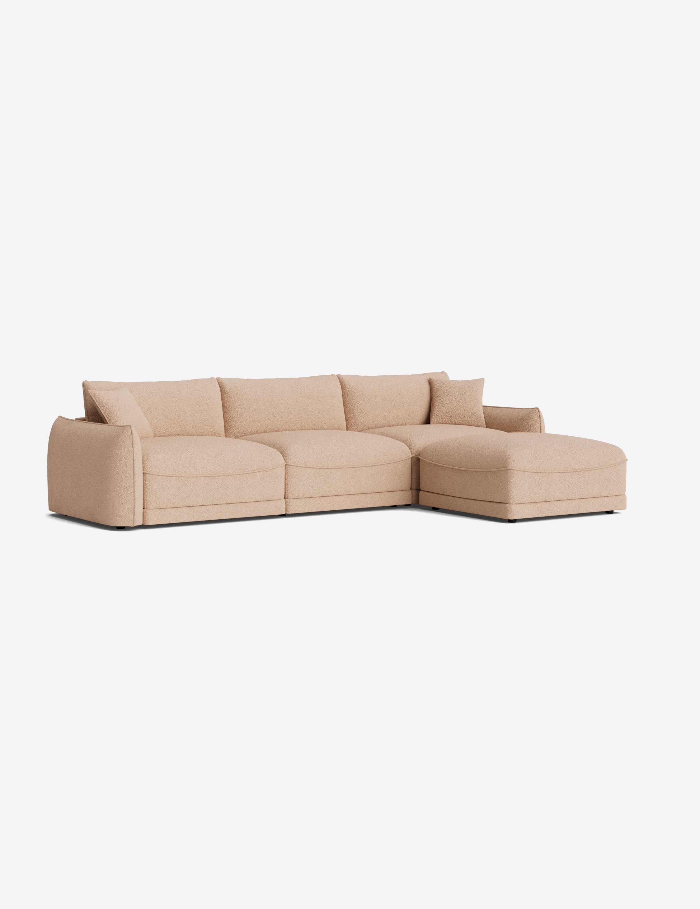 Balmer Sectional Sofa with Ottoman - Modern L-Shaped Couch Set for Living Room, Lounge & Home Theater - Comfortable Fabric Sofa with Chaise & Storage Ottoman