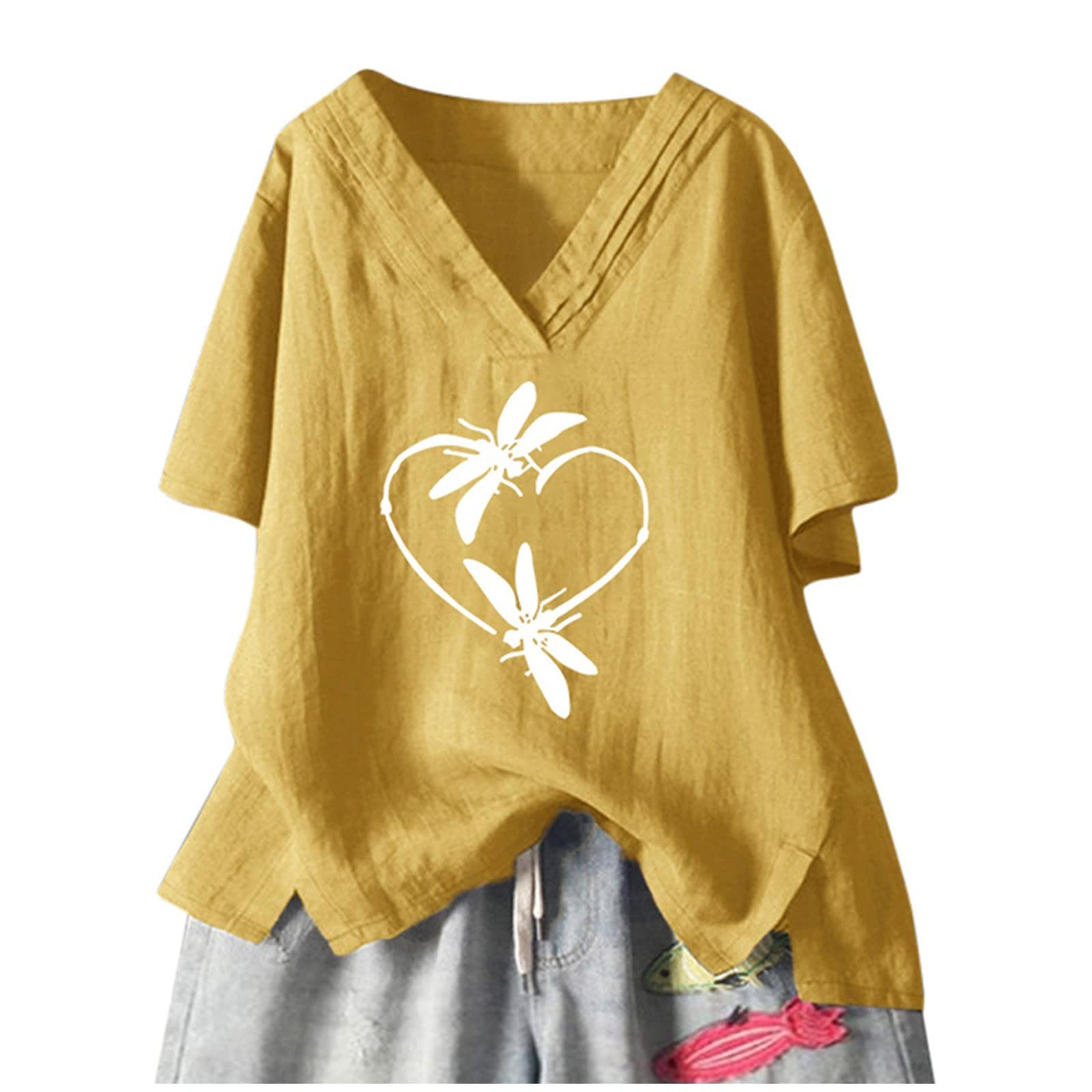 Women's Short Sleeve V-Neck Tunic Tops - Summer Casual Blouse Shirts for Women - Perfect for Beach, Vacation & Everyday Wear