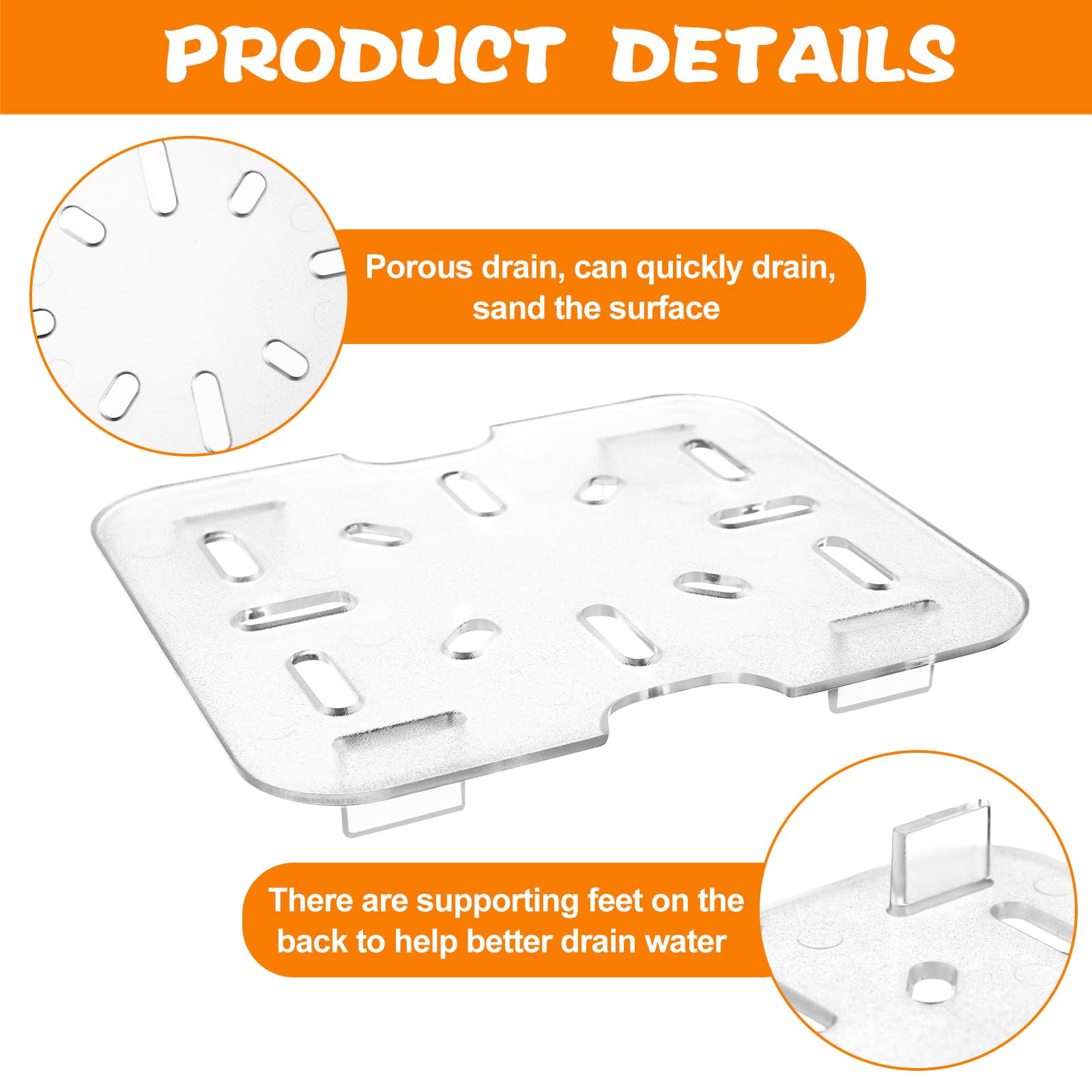 12 PCS Clear Plastic Drain Shelf for 1/6 Size Food Pan - Acrylic Food Drain Trays for Kitchen, Restaurant & Hotel - Perfect for Draining Fruits, Vegetables, Teapots & Dishes in Sinks