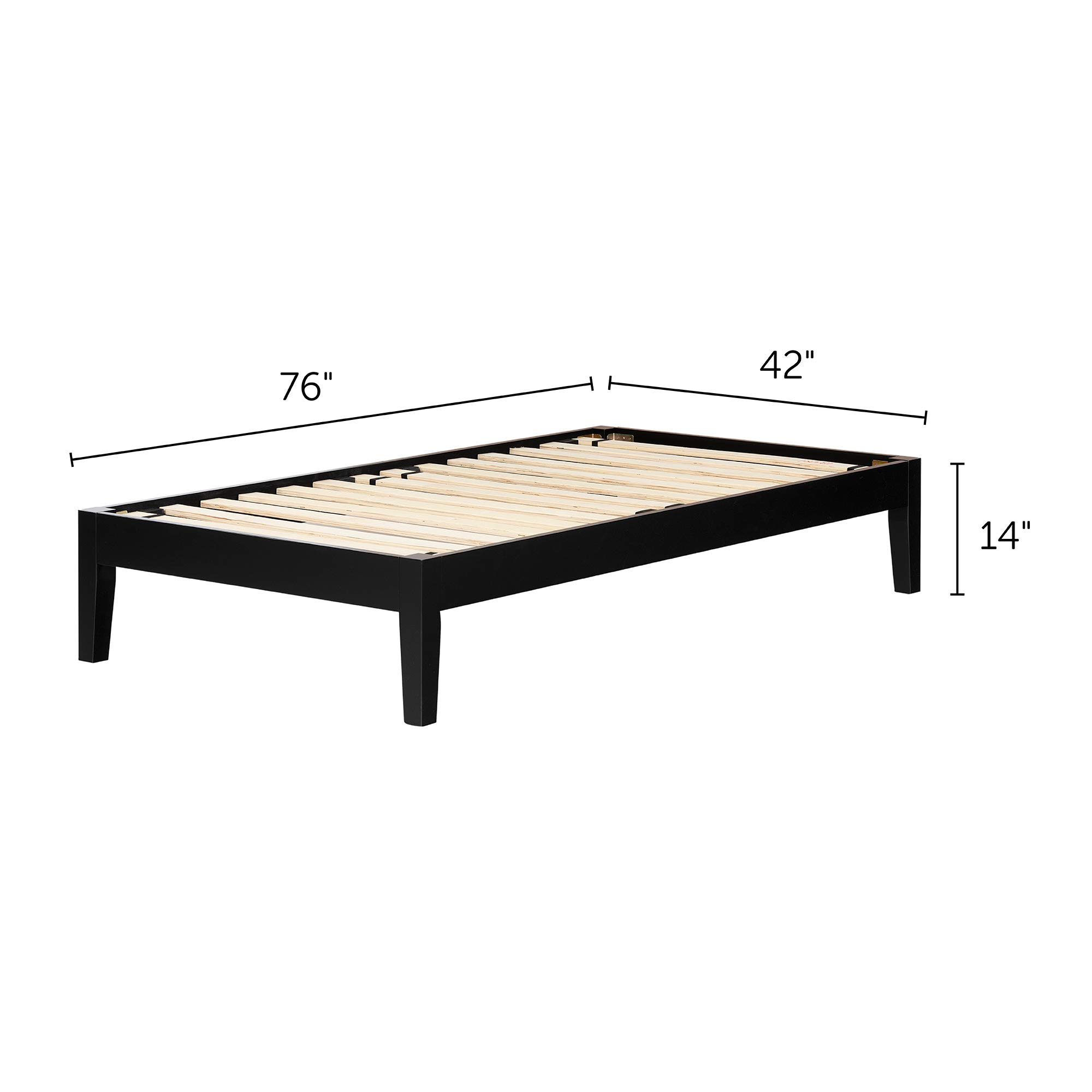 South Shore Vito Twin Platform Bed Frame - Black Wooden Bed for Kids & Teens - Perfect for Small Bedrooms & Dorm Rooms
