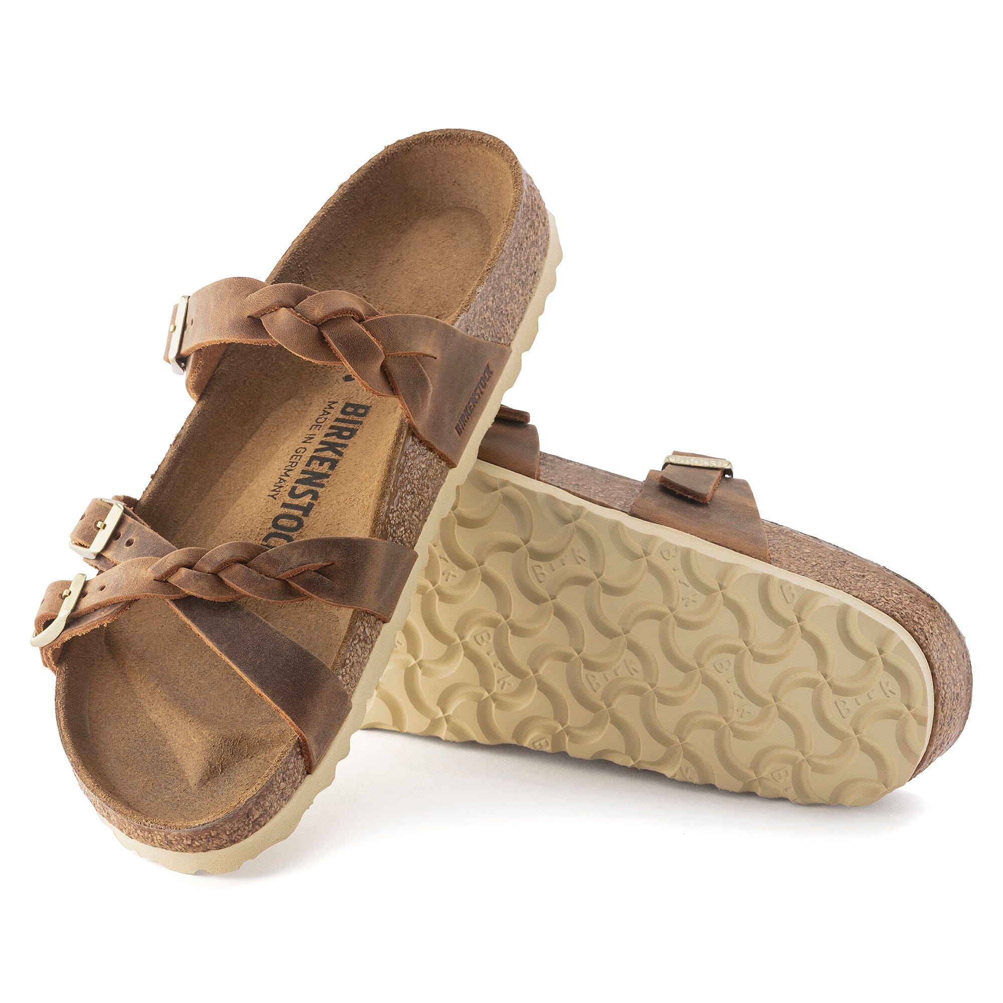 BIRKENSTOCK Franca Braided Leather Sandals for Women - Comfortable Oil Leather Slides with Arch Support | Perfect for Beach, Vacation & Summer Outfits