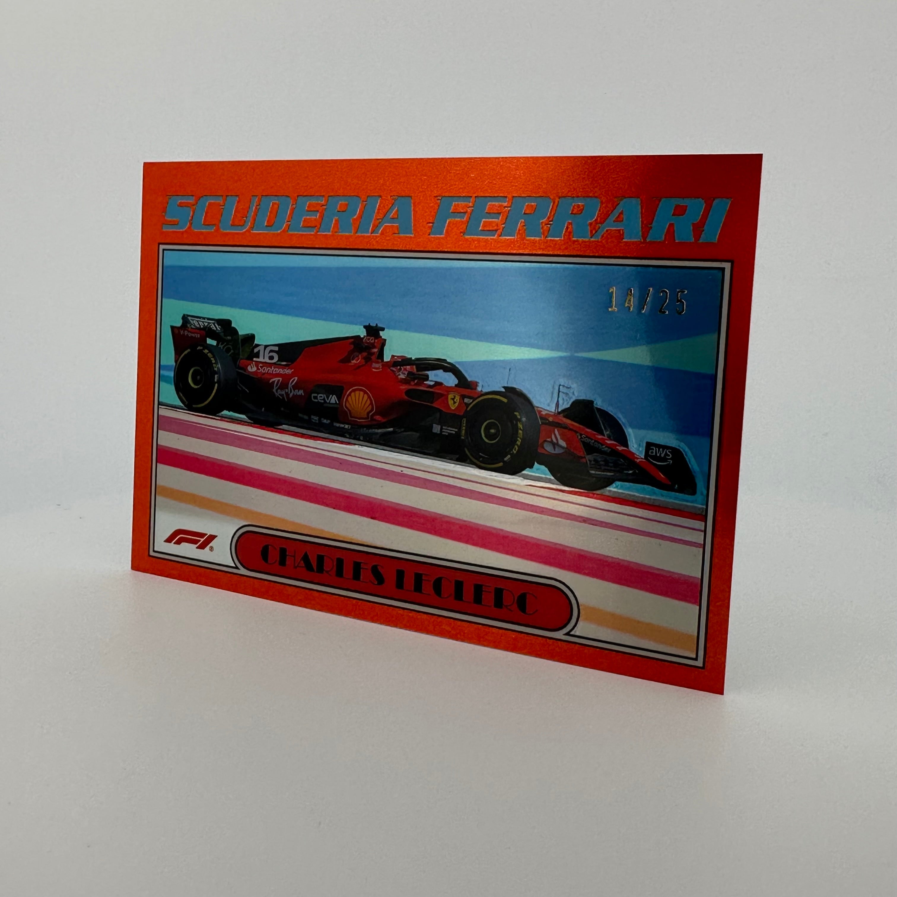 2023 Topps Chrome Formula 1 Charles Leclerc #AU77 Orange Refractor 14/25 - Rare F1 Trading Card for Collectors & Racing Fans, Perfect for Display Cases & Sports Memorabilia Collections