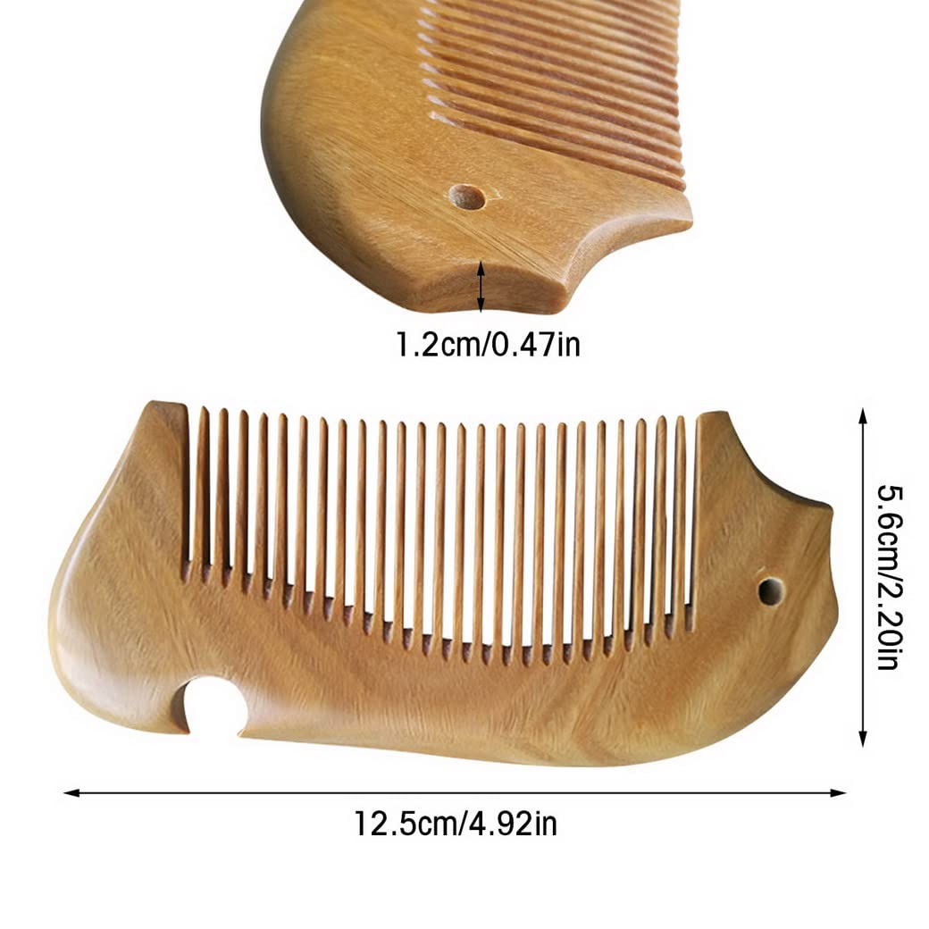 Natural Sandalwood Comb for Curly Hair - Wide Tooth Wooden Comb with Anti-Static & Massage Design, Hand-Carved Sandalwood Detangling Comb for Smooth & Healthy Hair - Perfect for Daily Hair Care, Travel & Gifting