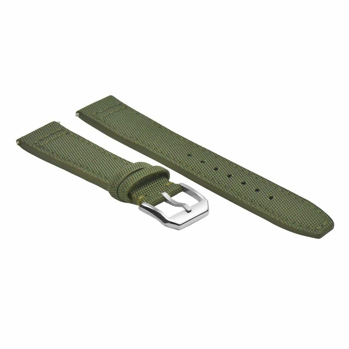 22mm Canvas Leather Watch Band Strap Replacement for IWC Pilot & Top Gun - Durable Green Portuguese Style Watch Strap for Men | Perfect for Casual Wear, Business Attire & Outdoor Adventures