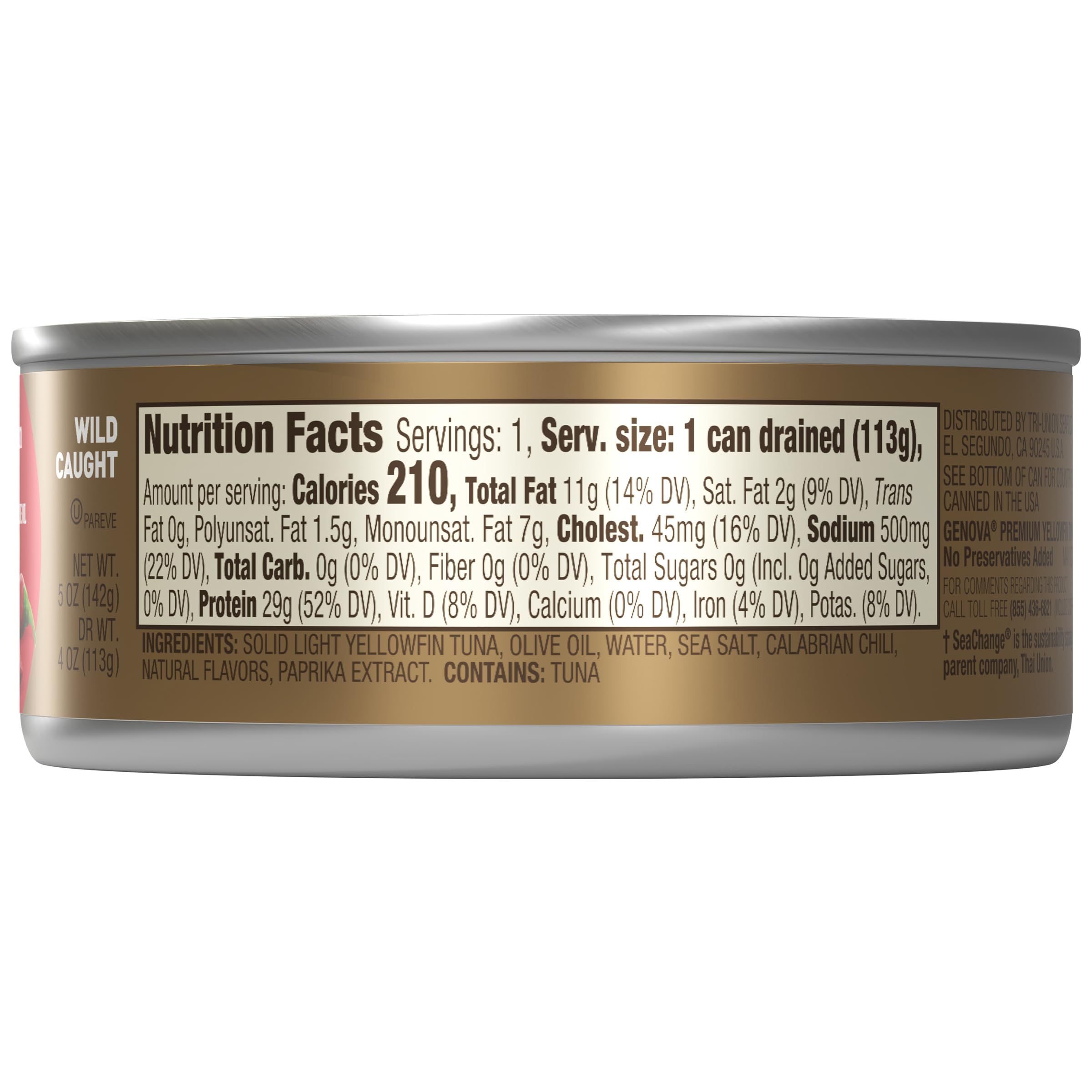 Premium Wild-Caught Yellowfin Tuna in Calabrian Chili Infused Olive Oil - 5oz Cans (Pack of 12) - Solid Light Tuna for Salads, Sandwiches & Gourmet Recipes - High-Quality Seafood for Keto & Mediterranean Diets