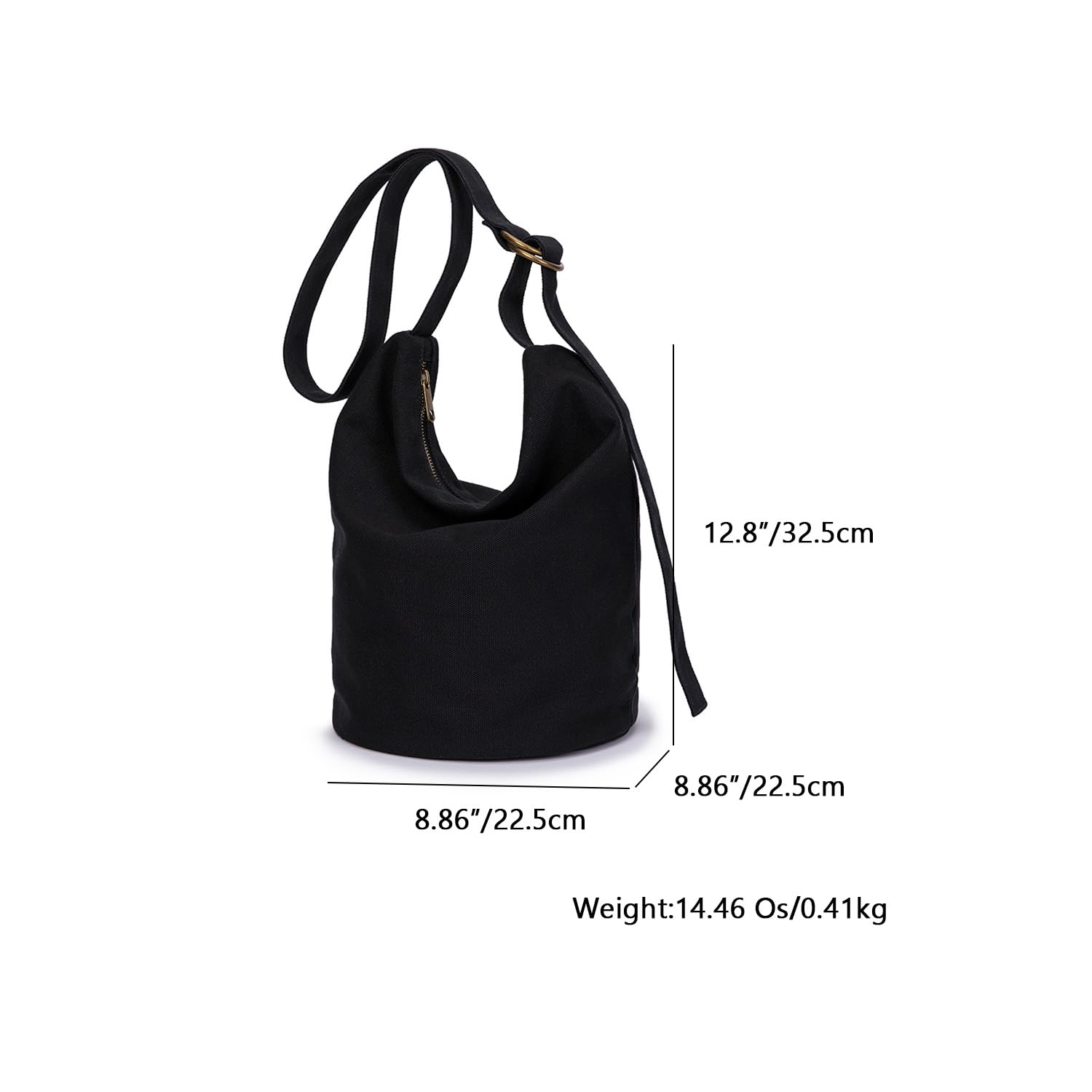 Lightweight Stylish Crossbody Bucket Bag with Round Bottom - Perfect for Travel, Shopping & Everyday Use (Black)