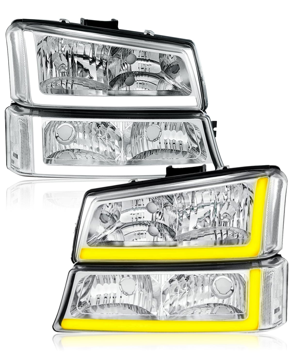 GORWARE LED Headlights for Silverado 2003-2007 | DRL Tube & Chrome Housing | Off-Road & Night Driving