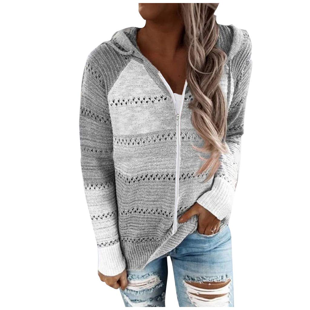 Women's Casual Striped Color Block Knit Sweater - Long Sleeve Crewneck Pullover Cardigan for Fall & Winter | Cozy Office Wear, Weekend Outfits, Layering Essential