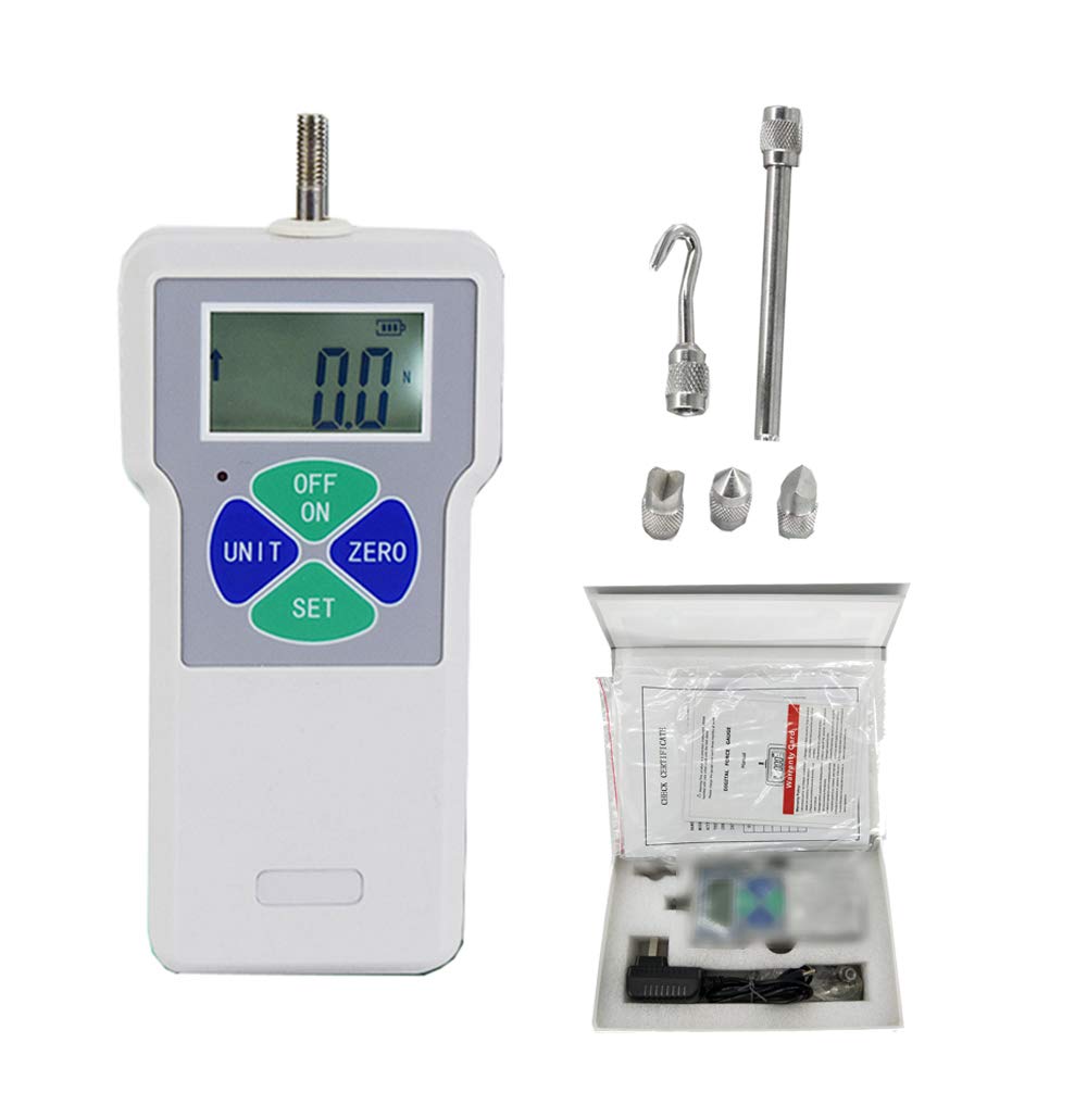 Digital Force Gauge Tester - Handheld Push Pull Meter with Built-in Sensor (Max 100N/10kg/22Lbs) - 3-Unit Display (N, kg, Lbs) - Perfect for Material Testing, Quality Control & Industrial Applications