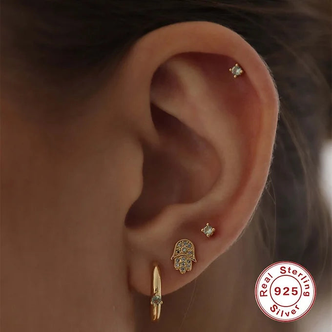 925 Sterling Silver Cartilage Small Hoop Earrings Set | HC031 | Dainty Minimalist Jewelry for Women, Perfect for Everyday Wear & Special Occasions