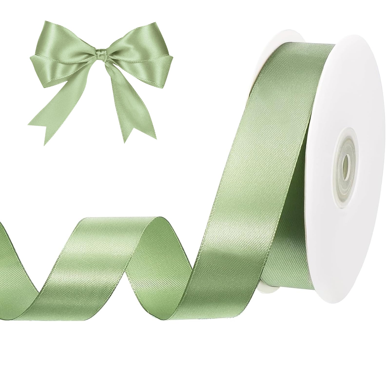 Sage Green Satin Ribbon 1 Inch x 50 Yards - Solid Fabric Light Green Ribbon for Gift Wrapping, Easter Baskets, Wedding Decor, Flower Bouquets, Graduation & Mother's Day Crafts - Perfect for DIY Projects, Party Decorations and Home Decor