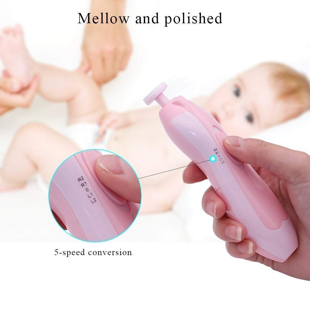 ORIGINAL MART Baby Nail Trimmer with LED Light - Safe Electric Nail Clippers Kit for Newborns, Infants & Toddlers - Gentle Fingernail & Toenail Care, Polish & Trimming - Perfect for Travel, Home Use & Baby Grooming Kits