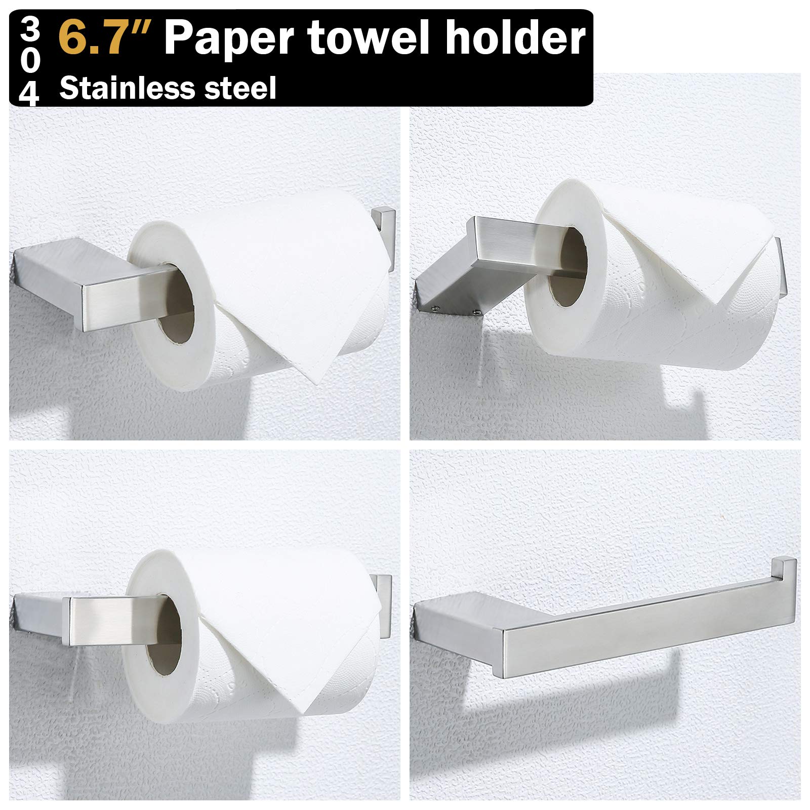 Premium 304 Stainless Steel Wall Mount Toilet Paper Holder - Brushed Nickel Bathroom Tissue Roll Dispenser for Mega Rolls, Durable & Rustproof (96009-6BS) - Perfect for Home, Office, and Public Restrooms