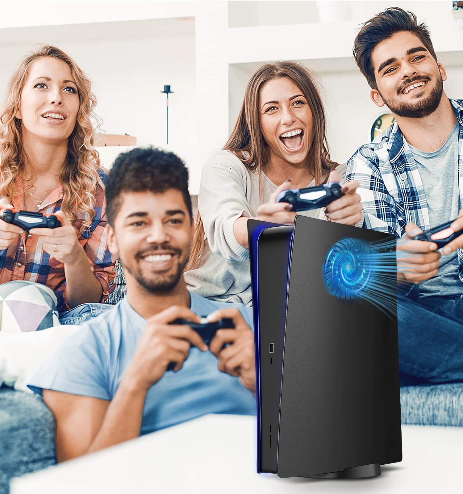 PS5 Digital Edition Faceplate Cover - Black ABS Hard Shell Replacement Plate with Cooling Vents | Side Plates for PS5 Console | Perfect for Gaming Setup & Console Protection