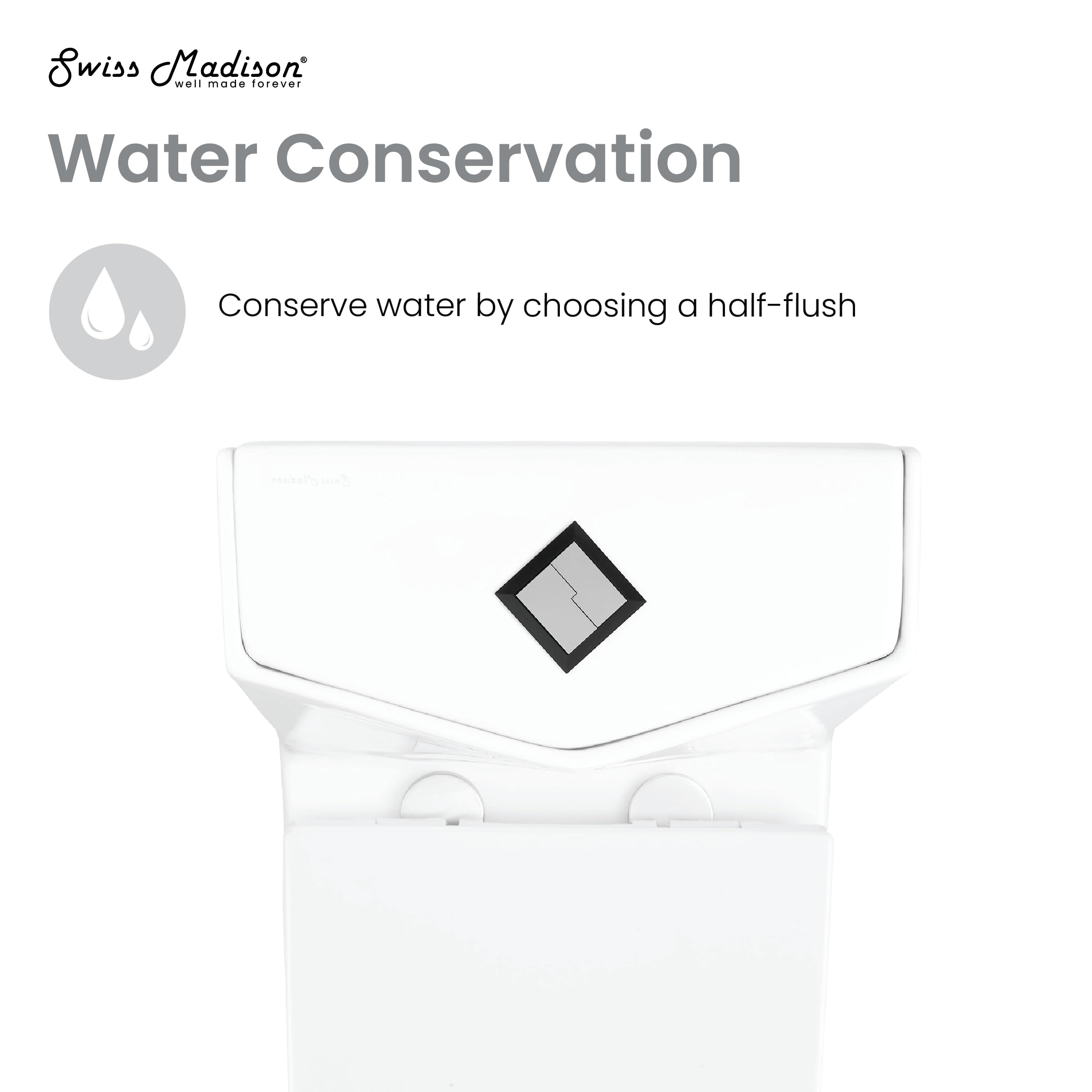 Brusque One-Piece Square Toilet with Dual-Flush 1.1/1.6 GPF - Modern Water-Saving Bathroom Solution for Homes & Offices