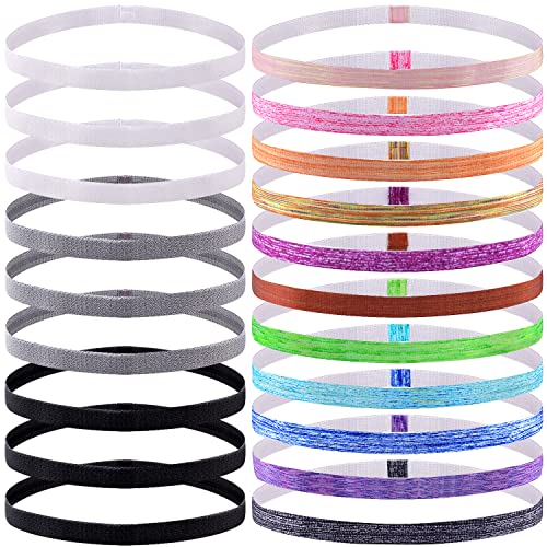 Duufin 20 Pack Non-Slip Elastic Headbands - Colorful Workout & Sports Headbands for Women, Men & Girls - Sweat Absorbent Tie Dye Hair Accessories (14 Colors) - Perfect for Yoga, Running, Gym & Outdoor Activities