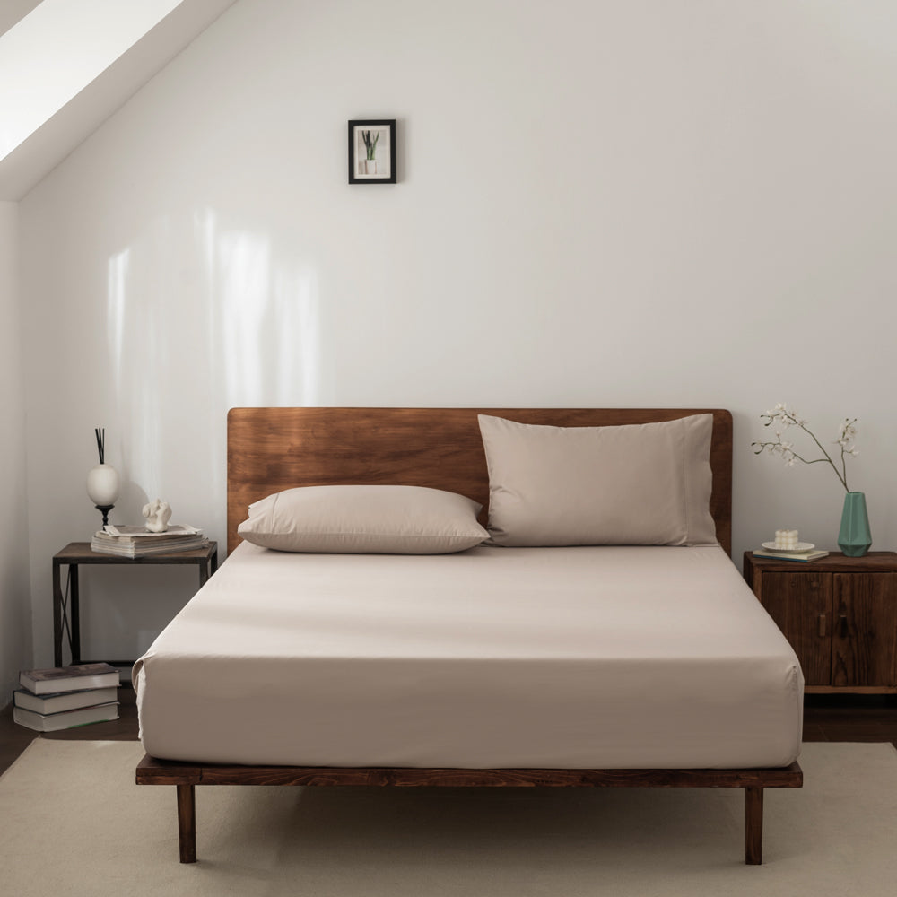Premium 400TC Casey Cotton Fitted Sheet & Pillowcase Set - Single Bed 60cm (Twin Size) - Soft Breathable Linen for Comfortable Sleep - Perfect for Guest Rooms, Dorms & Small Spaces