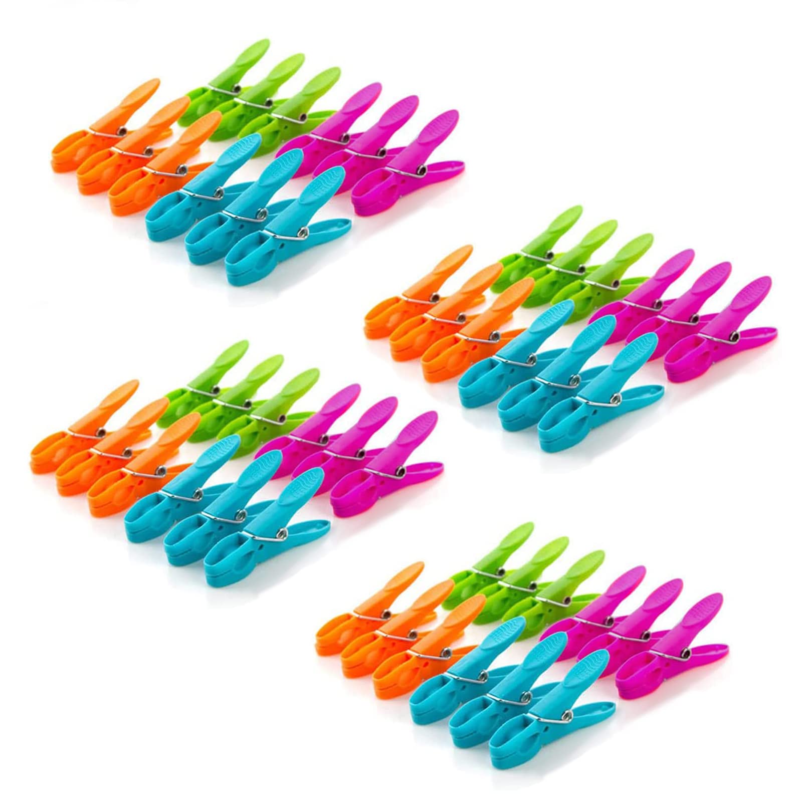 48PCS Plastic Clothes Pegs for Washing Line - Heavy Duty Laundry Clips for Beach Towels, Sunbeds & Pool Chairs - Durable Garden Clothespins in 4 Colors - Perfect for Outdoor Drying, Beach Trips & Backyard Use
