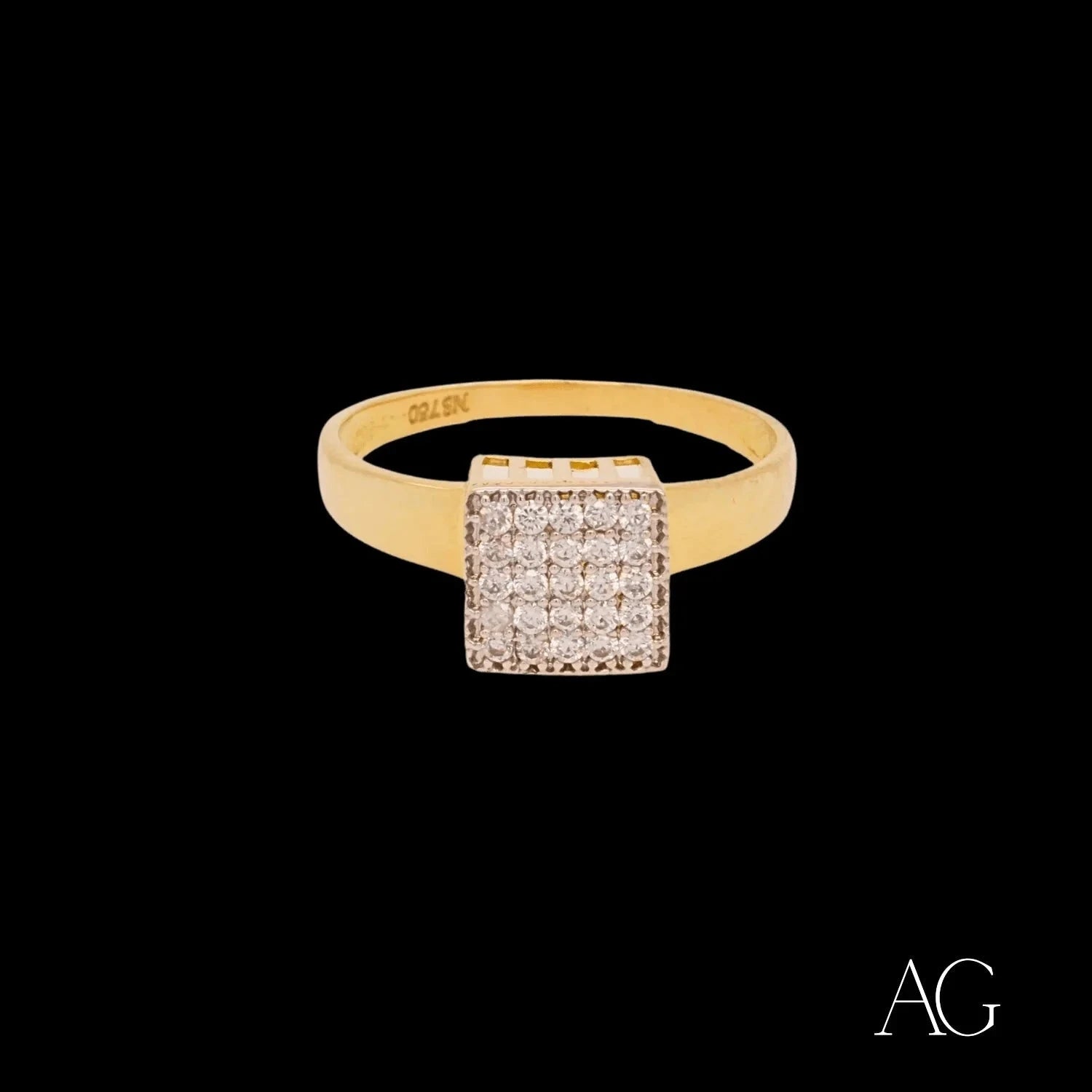 Elegant White CZ Square 18K Gold Ring for Women - Perfect for Engagement, Wedding, Anniversary & Everyday Wear