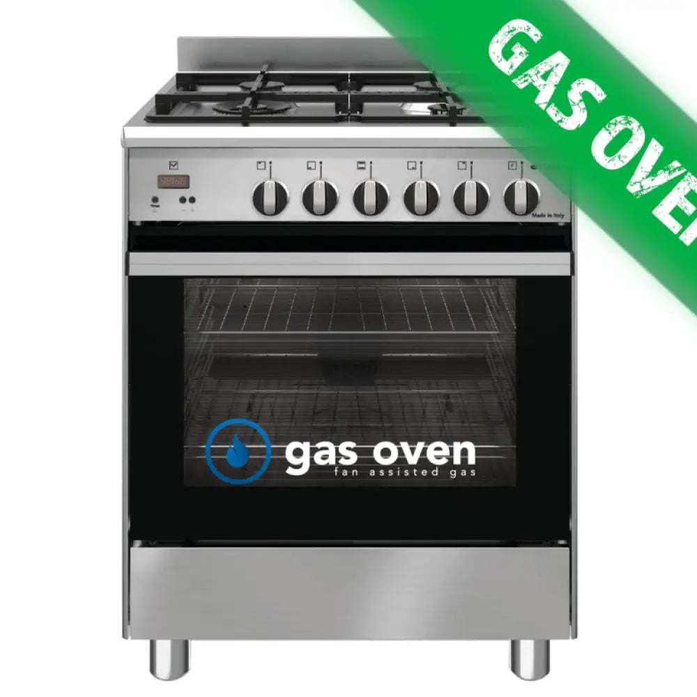 Emilia EM664GG 60cm Stainless Steel Gas Cooker with Fan Assisted - Perfect for Home Kitchen, Restaurant & Outdoor Cooking