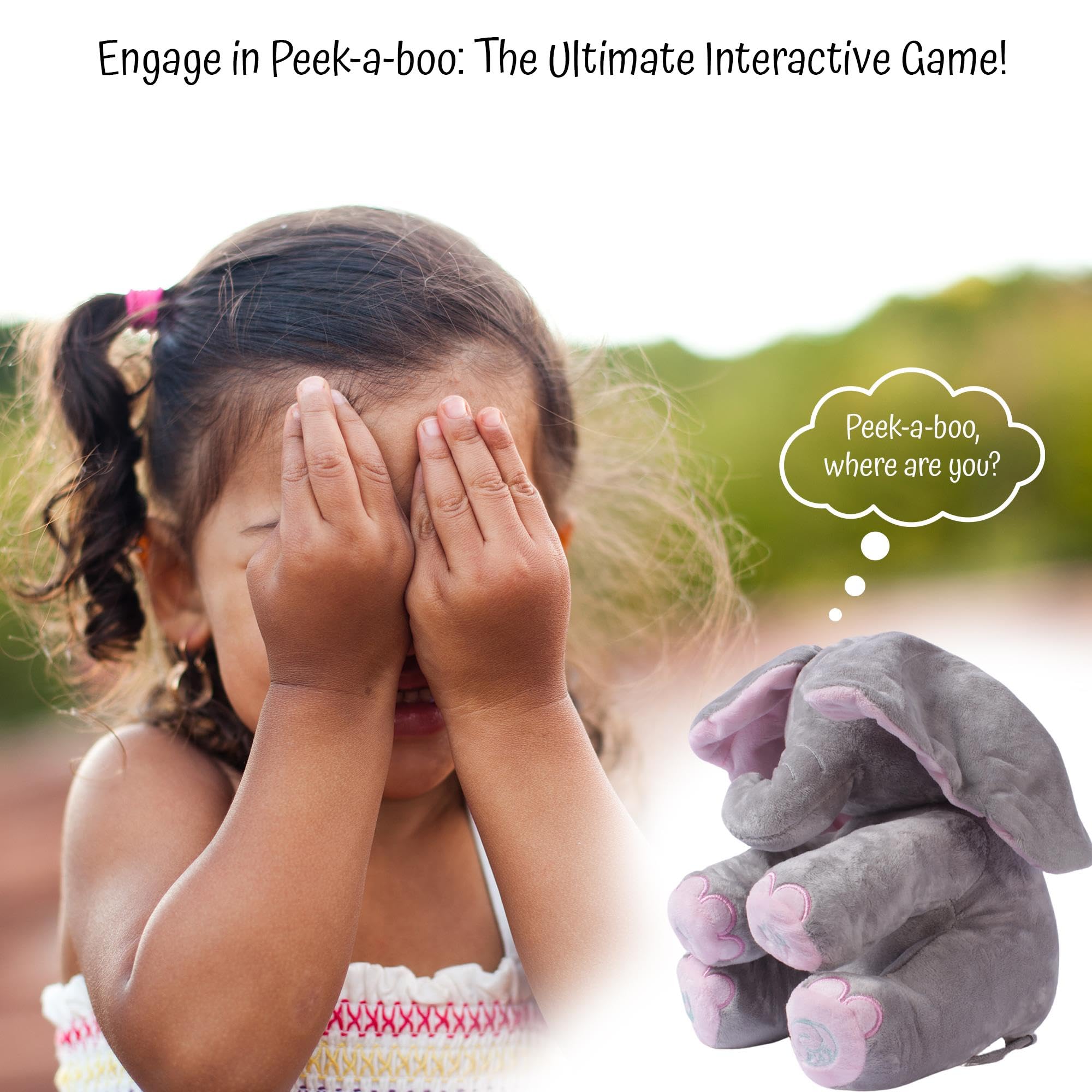 Dimple Kaia & Kyle Elephant Plush Toy Set - Interactive Singing Musical Elephants with Peek-a-Boo Game - Cute Stuffed Animals for Kids, Toddlers & Babies - Perfect for Easter Gifts, Birthday Presents & Nursery Decor