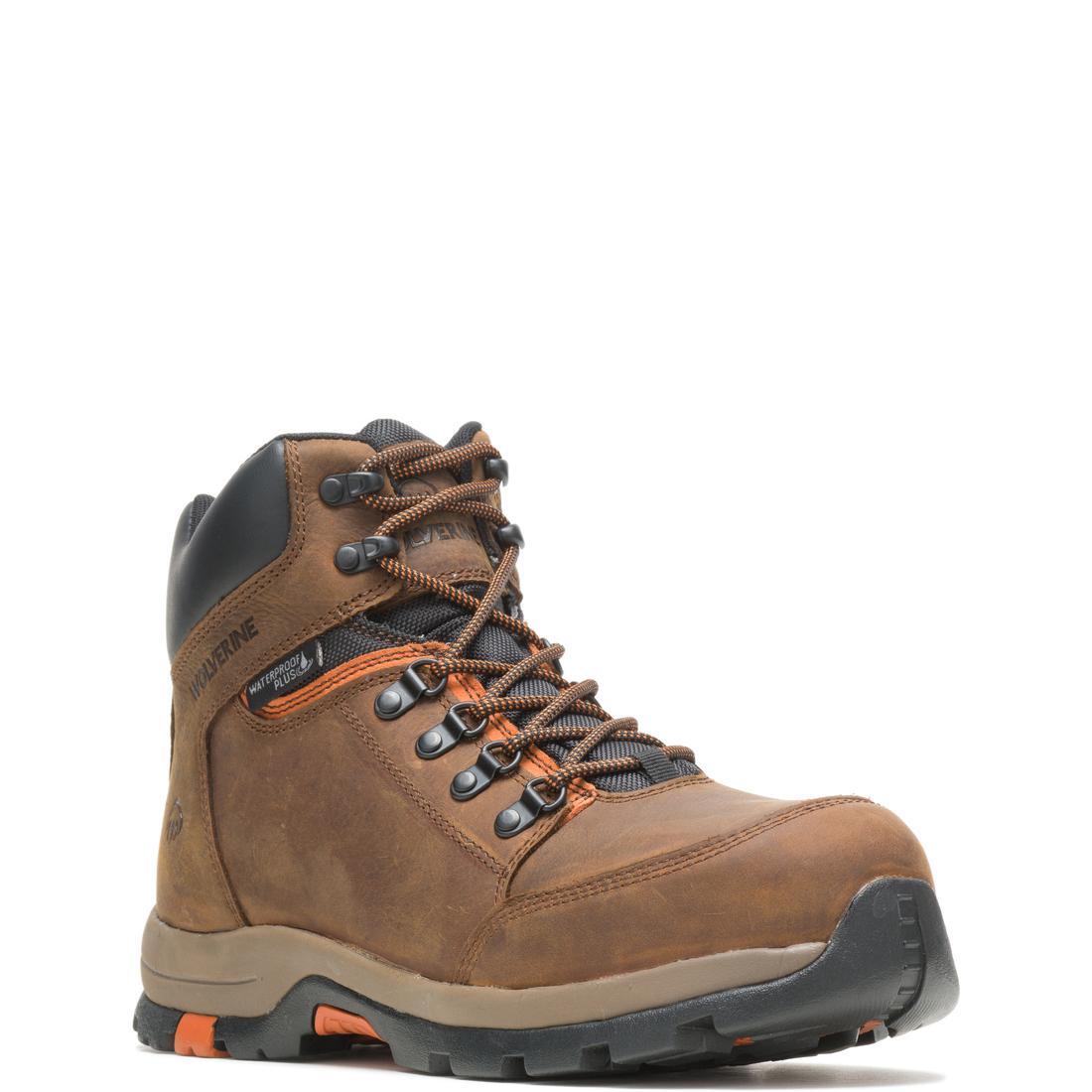 Grayson Men's Waterproof Steel Toe Mid Work Boots - Brown Safety Shoes for Construction, Warehouse & Outdoor Work | Durable Non-Slip Work Boots