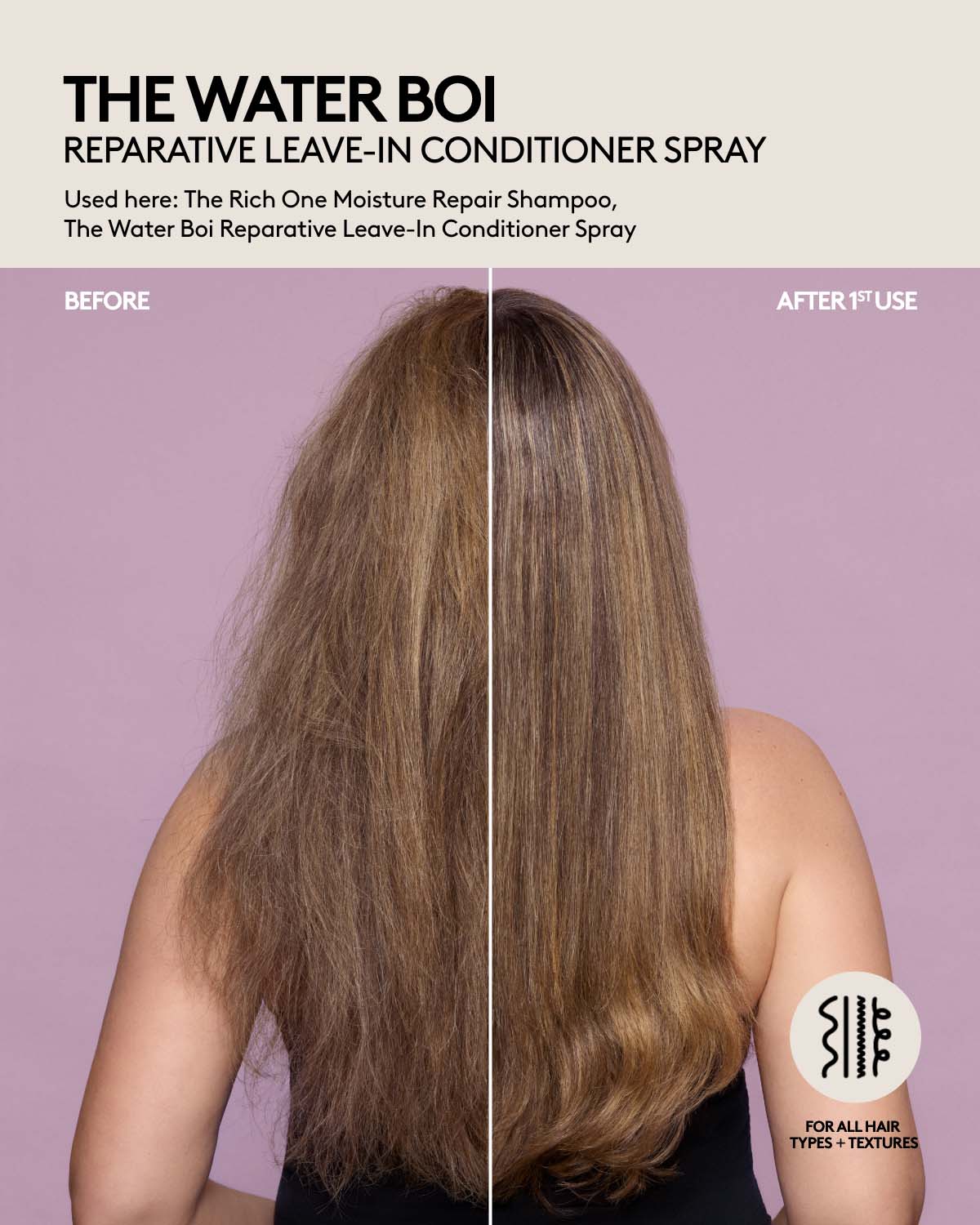 The Water Boi Reparative Leave-In Detangling Conditioner Spray for Dry, Damaged Hair - Hydrating & Frizz Control for Daily Hair Care Routine