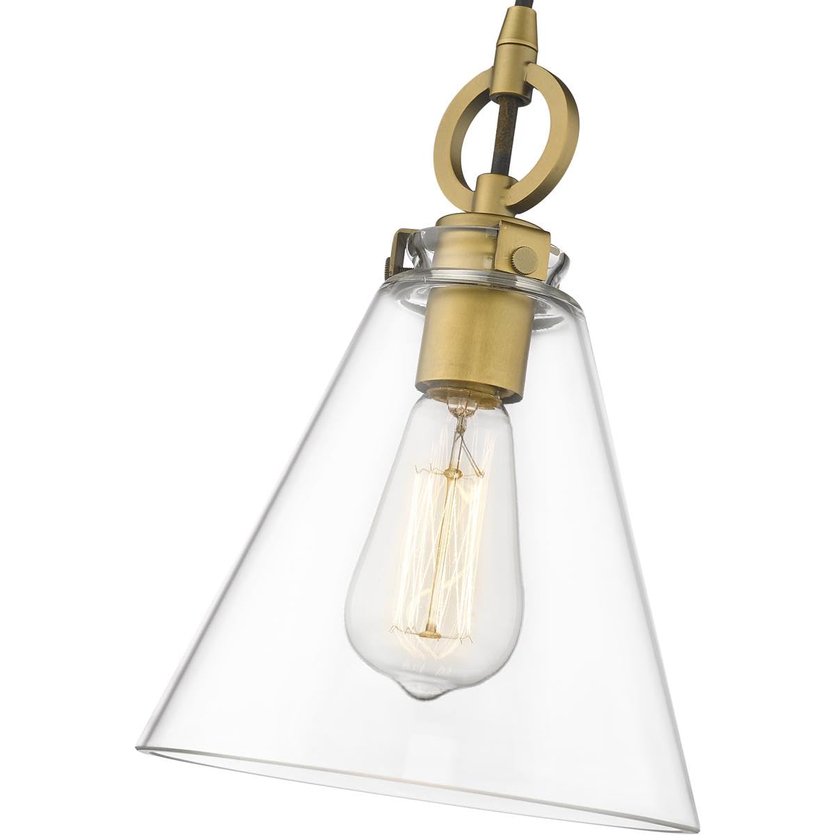 Z-Lite 3034P8-RB Harper 1-Light Pendant Light Fixture, 100W Rubbed Brass Finish - Perfect for Kitchen Island, Dining Room, or Entryway Lighting