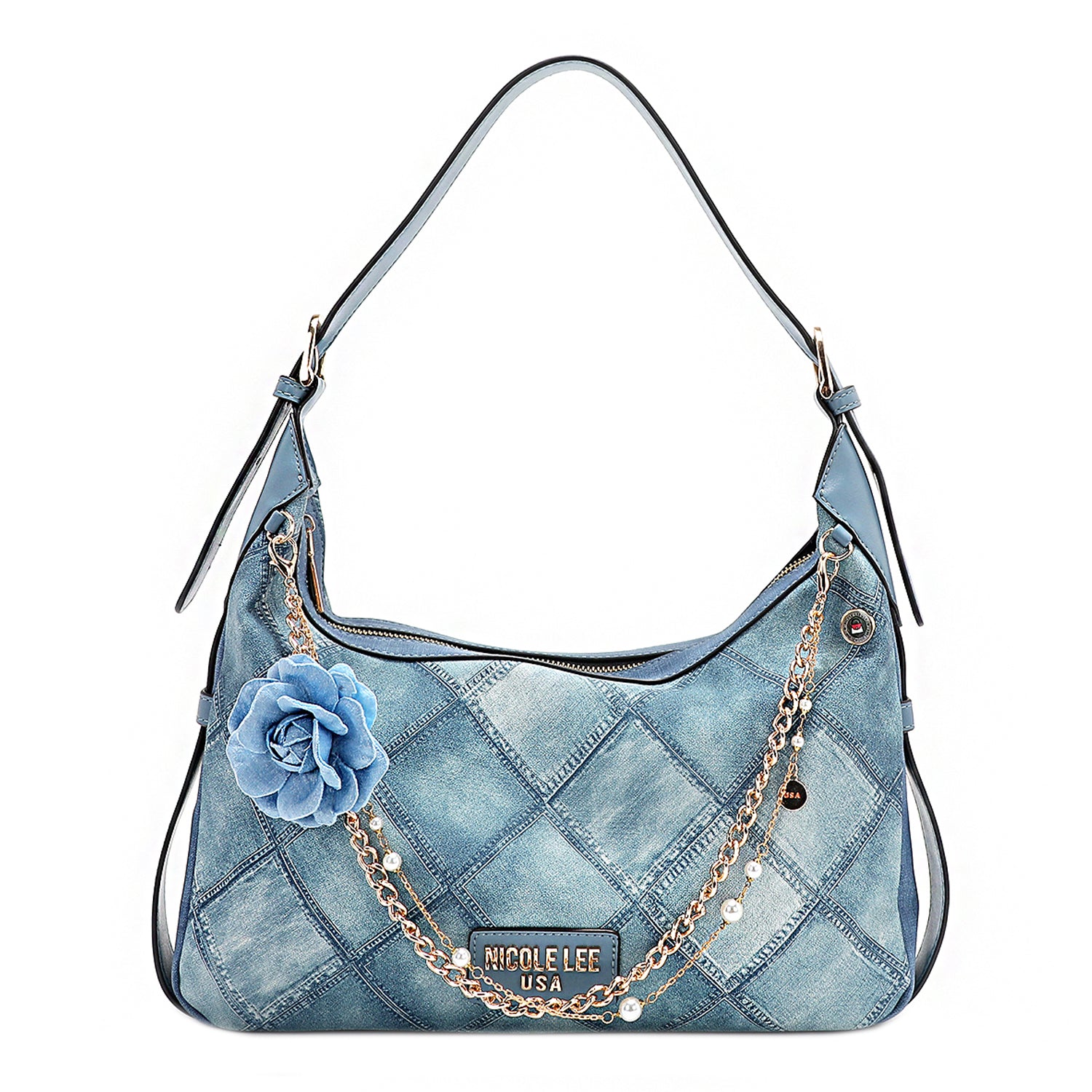 Blue Flower Shoulder Bag for Women - Stylish Crossbody Purse with Adjustable Strap, Perfect for Daily Use, Shopping & Travel