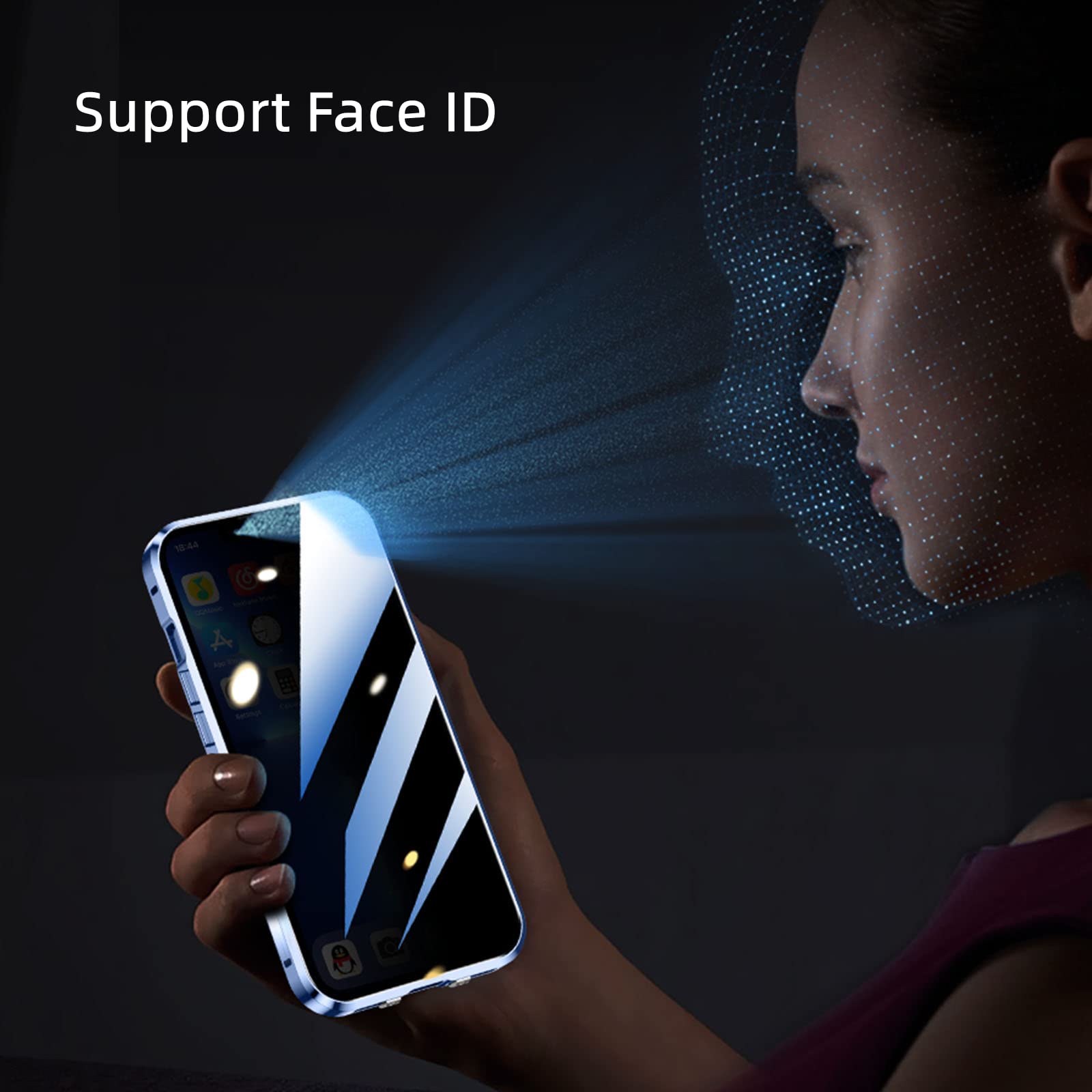 iPhone 13 Privacy Case with MagSafe - 360° Full Protection Magnetic Metal Bumper, Front Privacy Screen & Matte PC Back Cover for iPhone 13 6.1